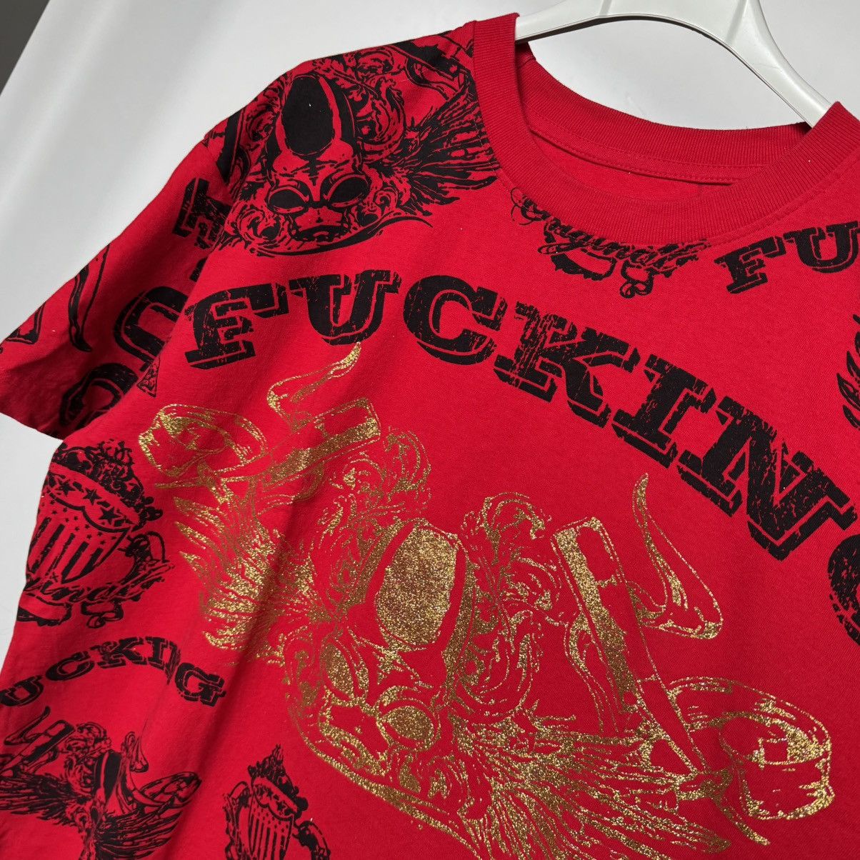 Affliction × Japanese Brand FU$KING Affliction Type Red T-shirt XL Fubu Rap Hip-hop Size US XL / EU 56 / 4 - 8 Thumbnail