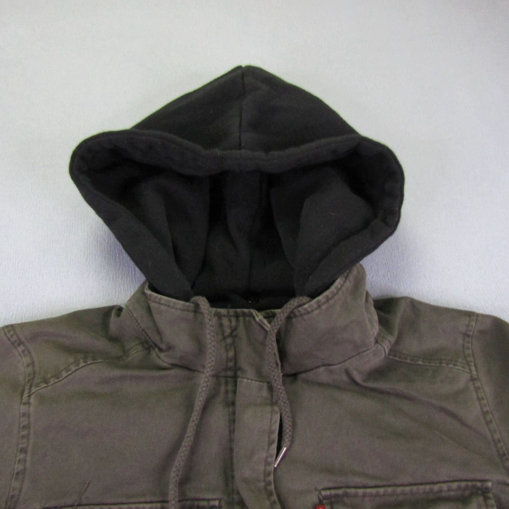 Levi's Levis Jacket Womens Medium Green Twill Field Chore Coat Removable Hood Zip Snap Size M / US 6-8 / IT 42-44 - 2 Thumbnail