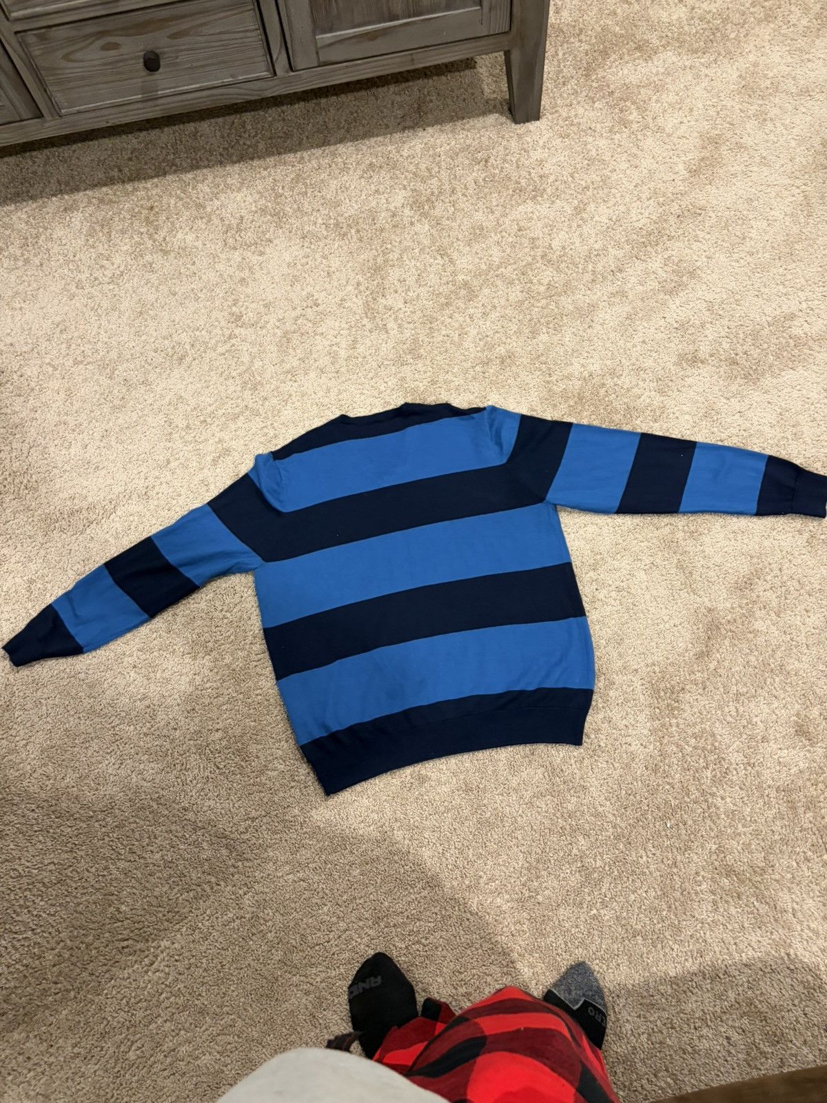 Lacoste Navy Blue Lightweight Lacoste Stripped Sweater Size US XXL / EU 58 / 5 - 1 Thumbnail