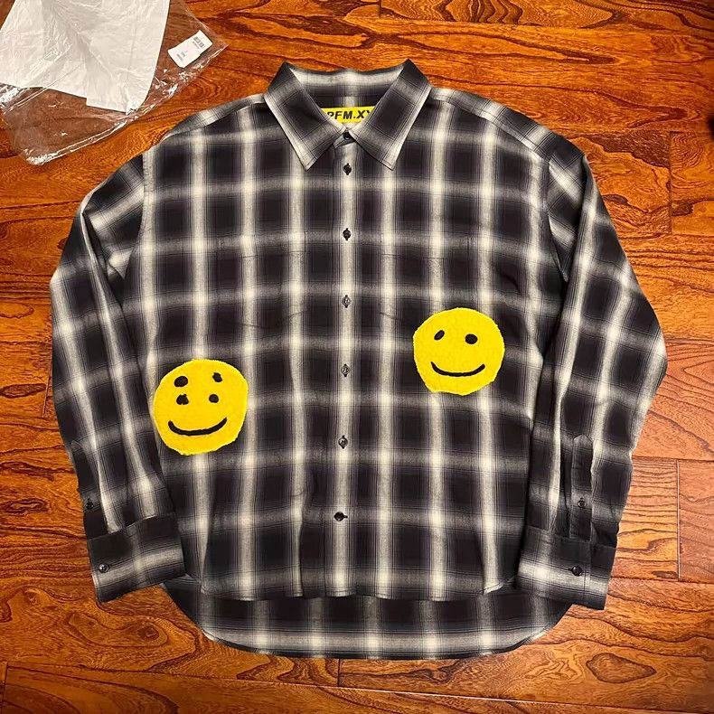 C.P. Company Black Checkered Shirt with Smiley Faces Size US S / EU 44-46 / 1 - 1 Thumbnail