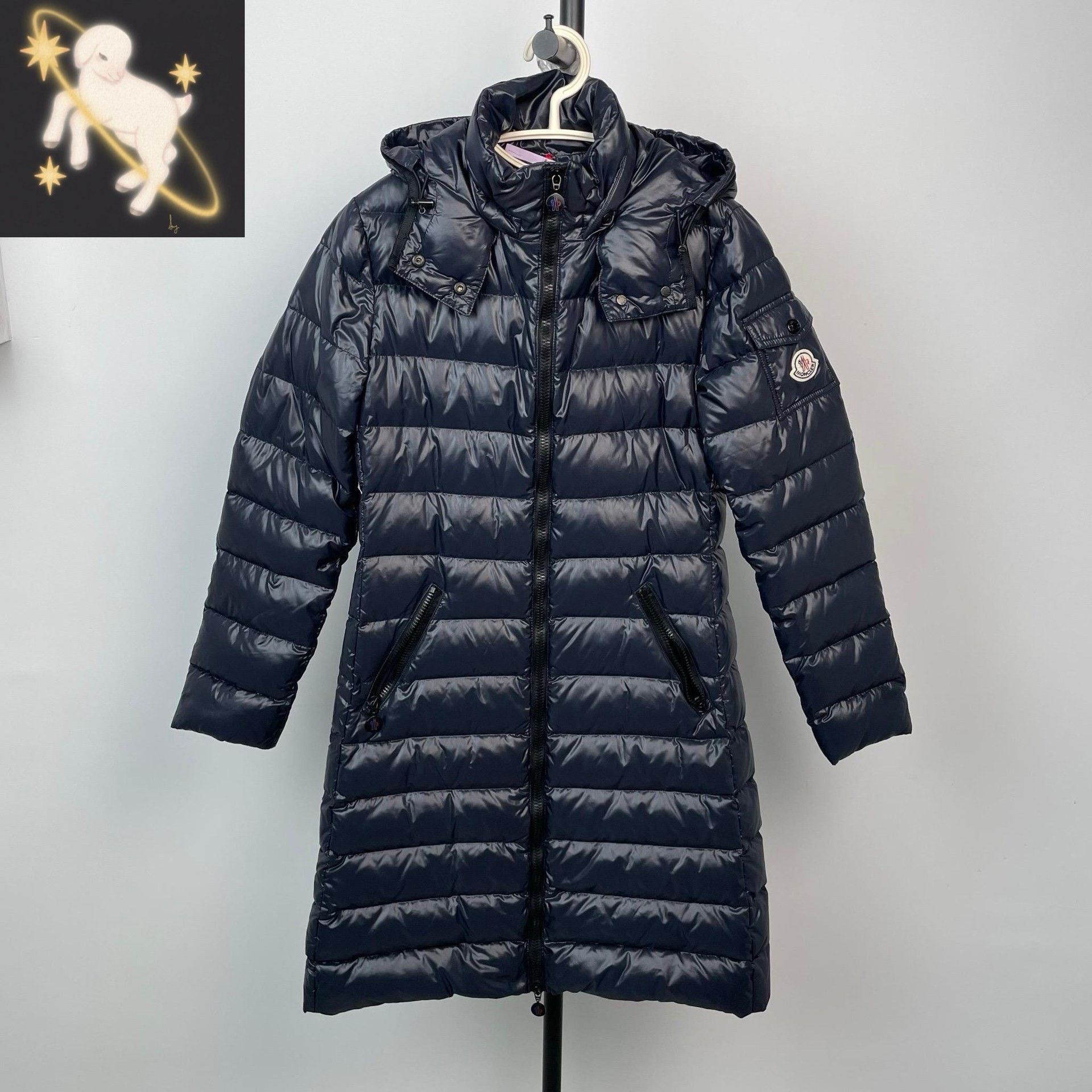 Moncler Moncler Embroidered Long Blue Down Jacket XS Women Size XS / US 0-2 / IT 36-38 - 1 Thumbnail