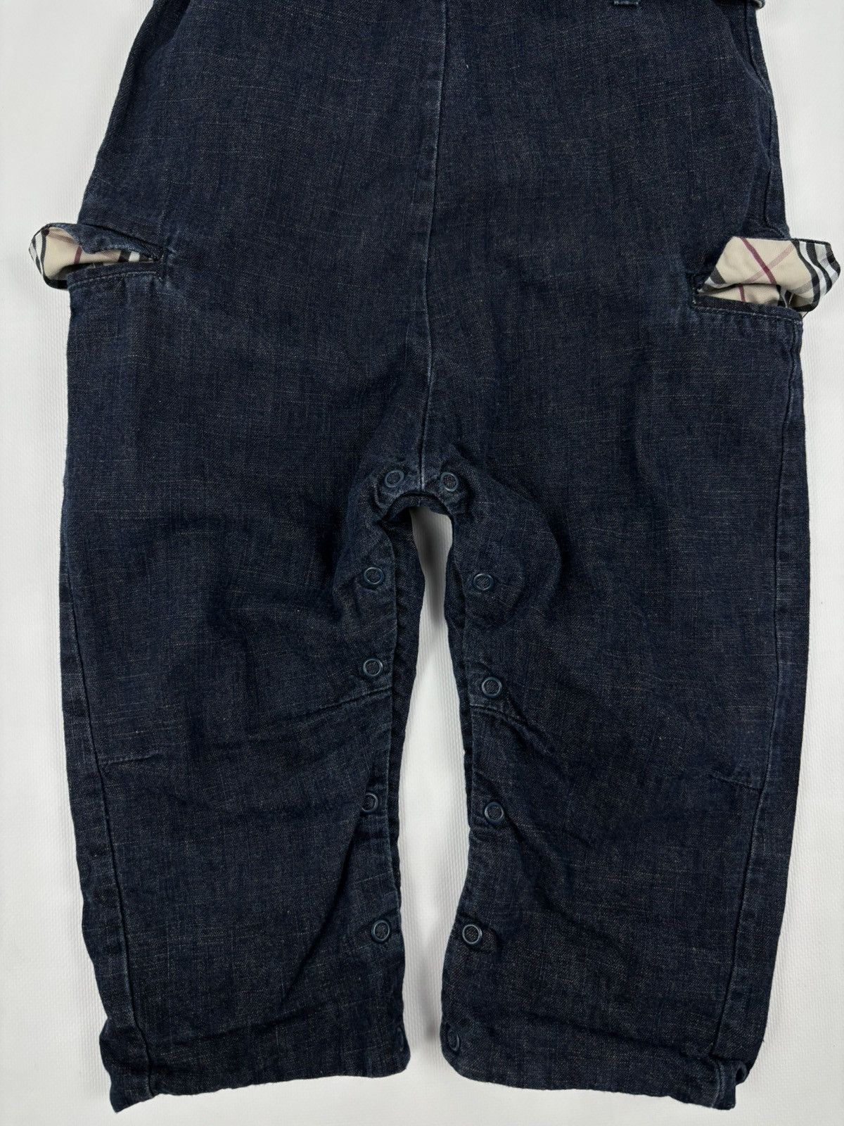 Burberry Unisex Prorsum Logo Nova Check Trim Denim Overalls Bottoms Jeans Jacket Size XXS / US 00 / IT 34 - 12 Thumbnail