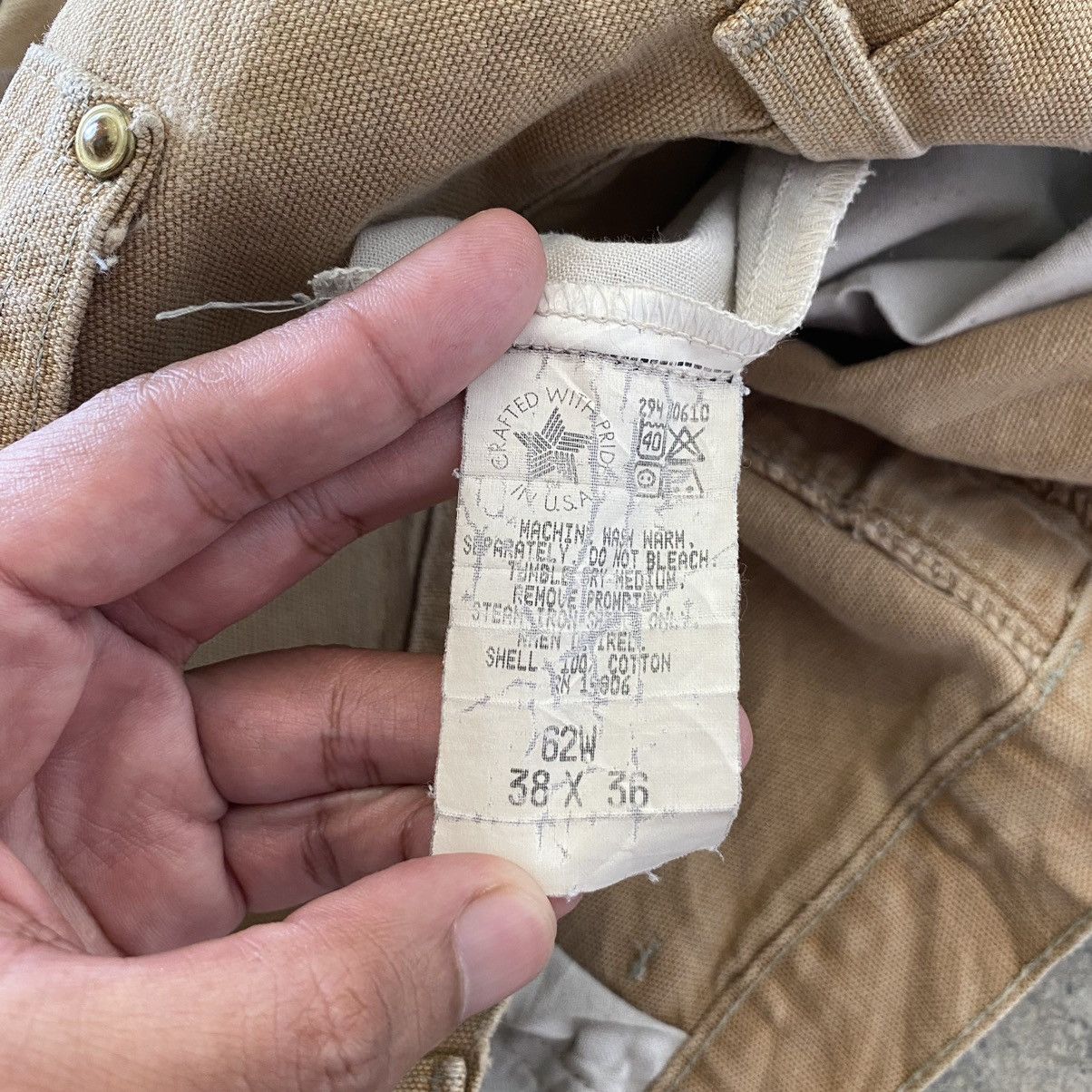 Carhartt VTG Carhartt Double Knee Faded Tan Dirty Carpenter Pants Size US 36 / EU 52 - 23 Thumbnail