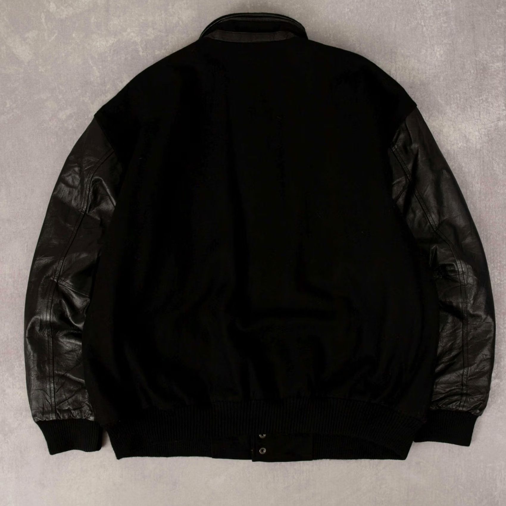 Vintage VINTAGE Georgina Blaze Wool Leather Varsity Jacket Men XL Black Size US XL / EU 56 / 4 - 2 Thumbnail