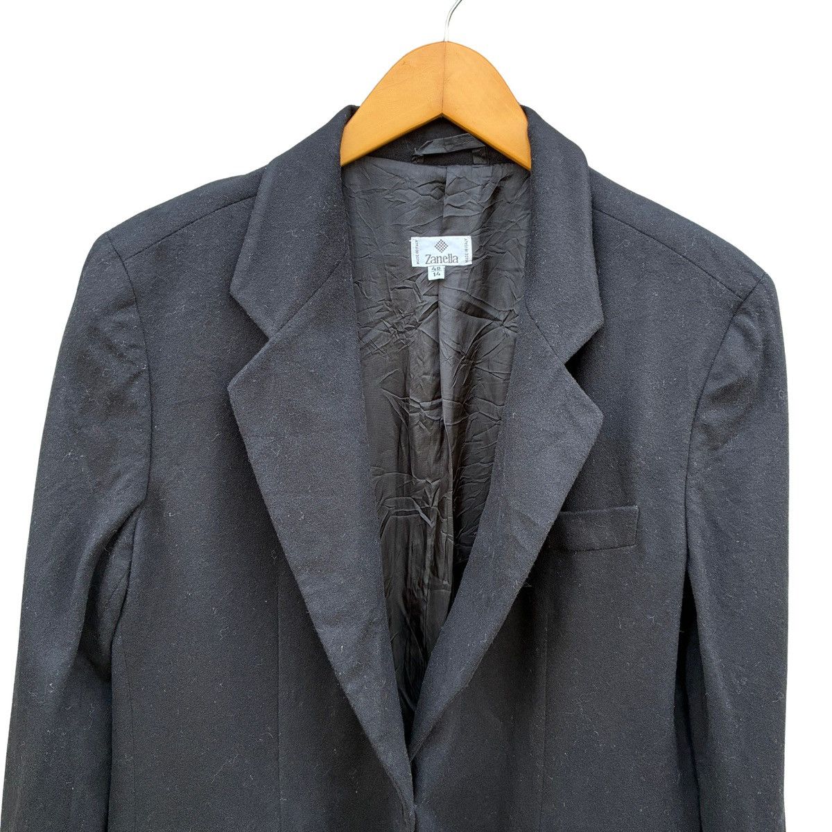 Zanella Vintage Zanella Italy Women's Black Wool Blazer Jacket Size M / US 6-8 / IT 42-44 - 3 Thumbnail