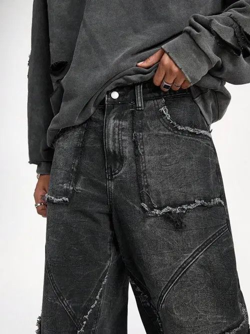 Japanese Brand Baggy patchwork cargo Opium Size US 33 - 4 Thumbnail