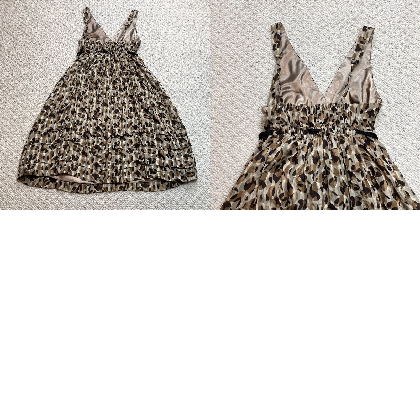 Bcbgmaxazria VINTAGE BCBGMAXAZRIA Dress Womens 6 Brown Silk Midi Polka Dot Bow Tie V-Neck Sleeveless A-Line Clear? Wait Size M / US 6-8 / IT 42-44 - 8 Thumbnail