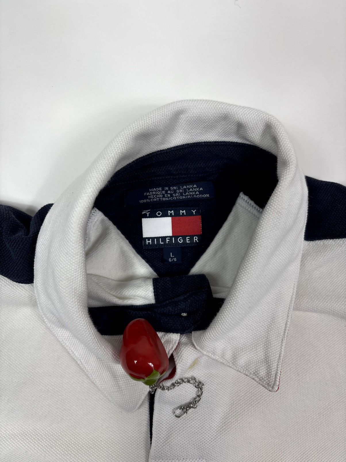 Tommy Hilfiger 2000s Tommy Hilfiger Color Block Polo – White/Navy/Red – L Size US L / EU 52-54 / 3 - 3 Thumbnail