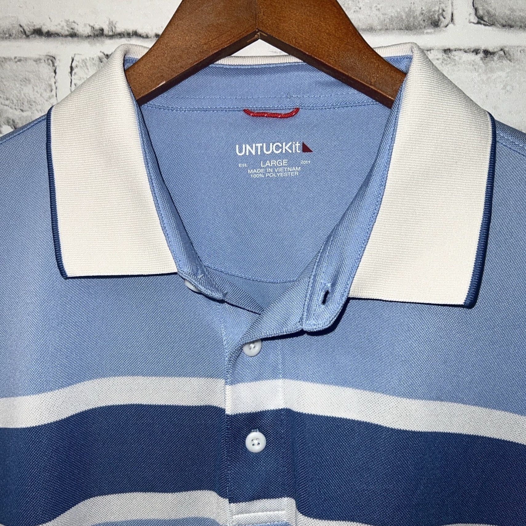 UNTUCKit UNTUCKit Polo Shirt Striped Mens Size L White Shirt Polo L Mens White Striped UNTUCKit Size US L / EU 52-54 / 3 - 2 Thumbnail