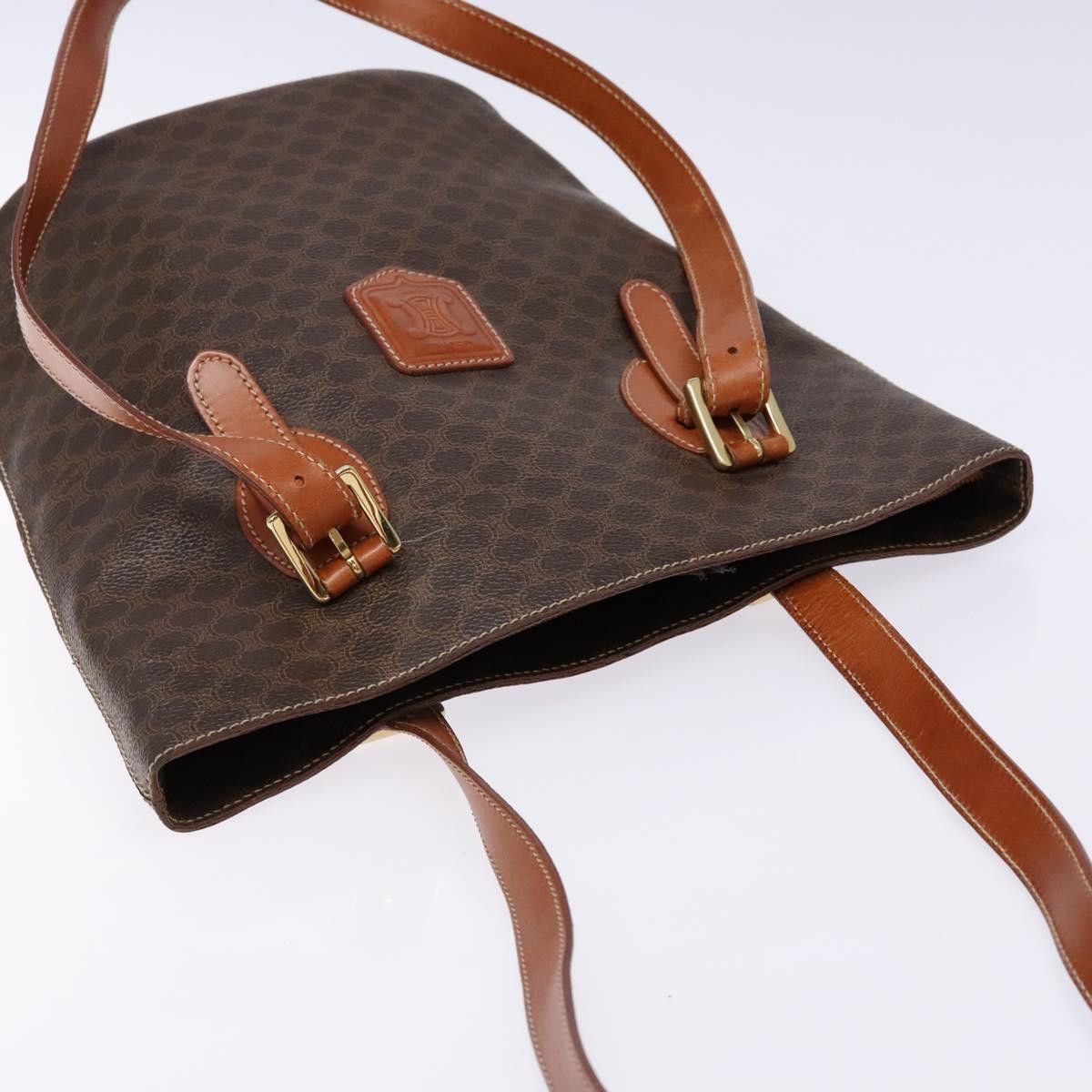 Celine CELINE Macadam Canvas Hand Bag Pvc Leather Brown Gold Size ONE SIZE - 6 Thumbnail