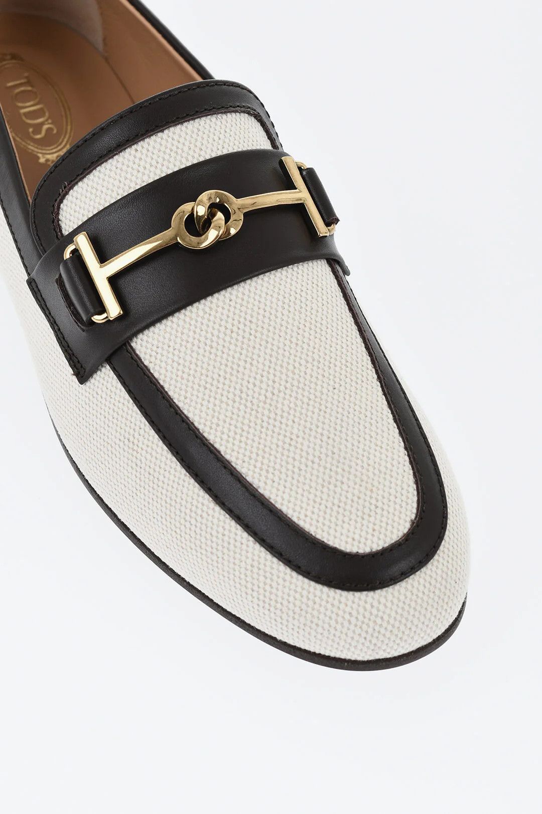 Tod's og1mm0426 Canvas Loafers in Beige & Black Size US 6.5 / IT 36.5 - 4 Thumbnail