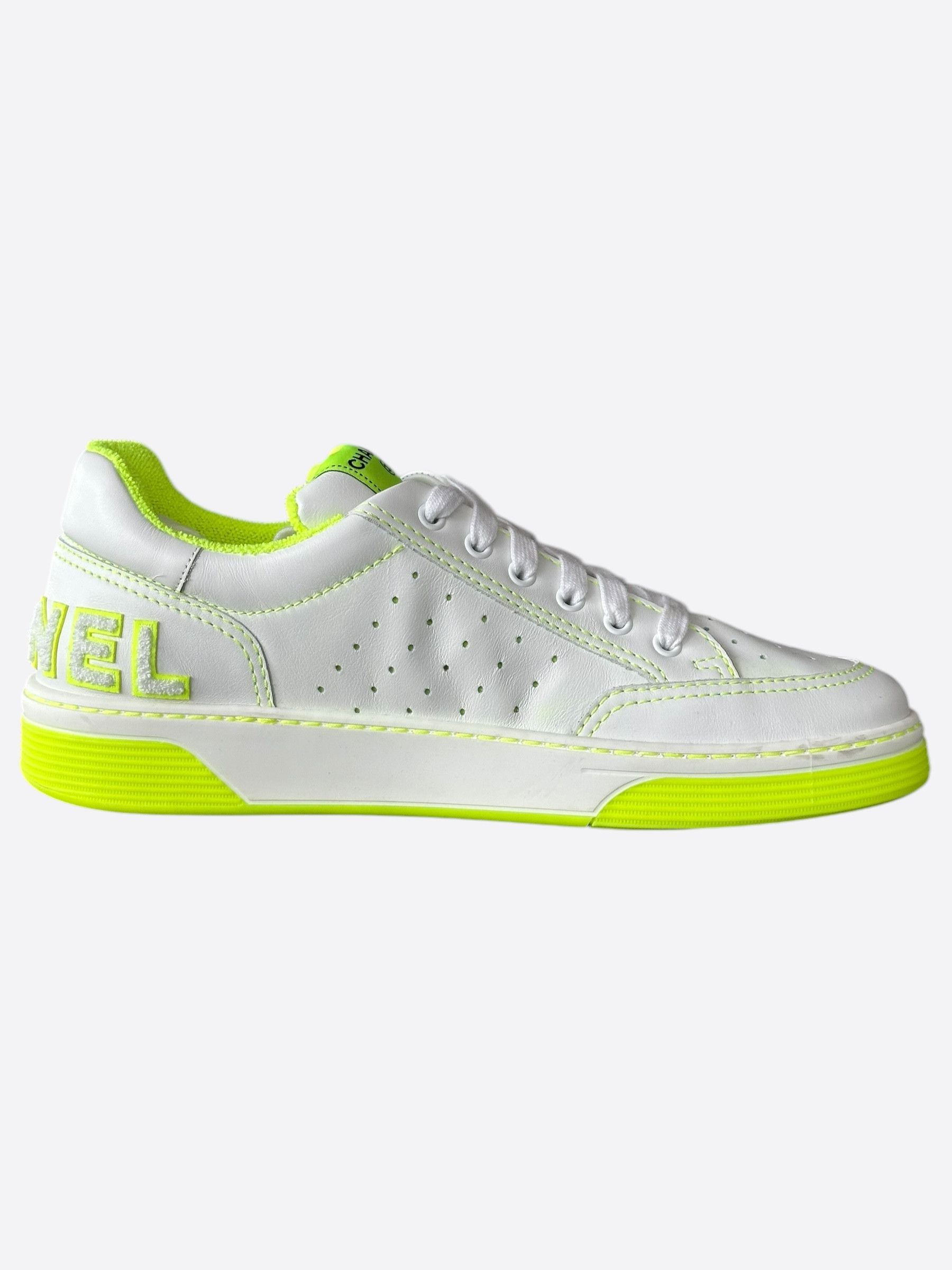 Chanel Chanel White & Yellow Logo Sneakers Size US 10 / EU 43 - 5 Thumbnail