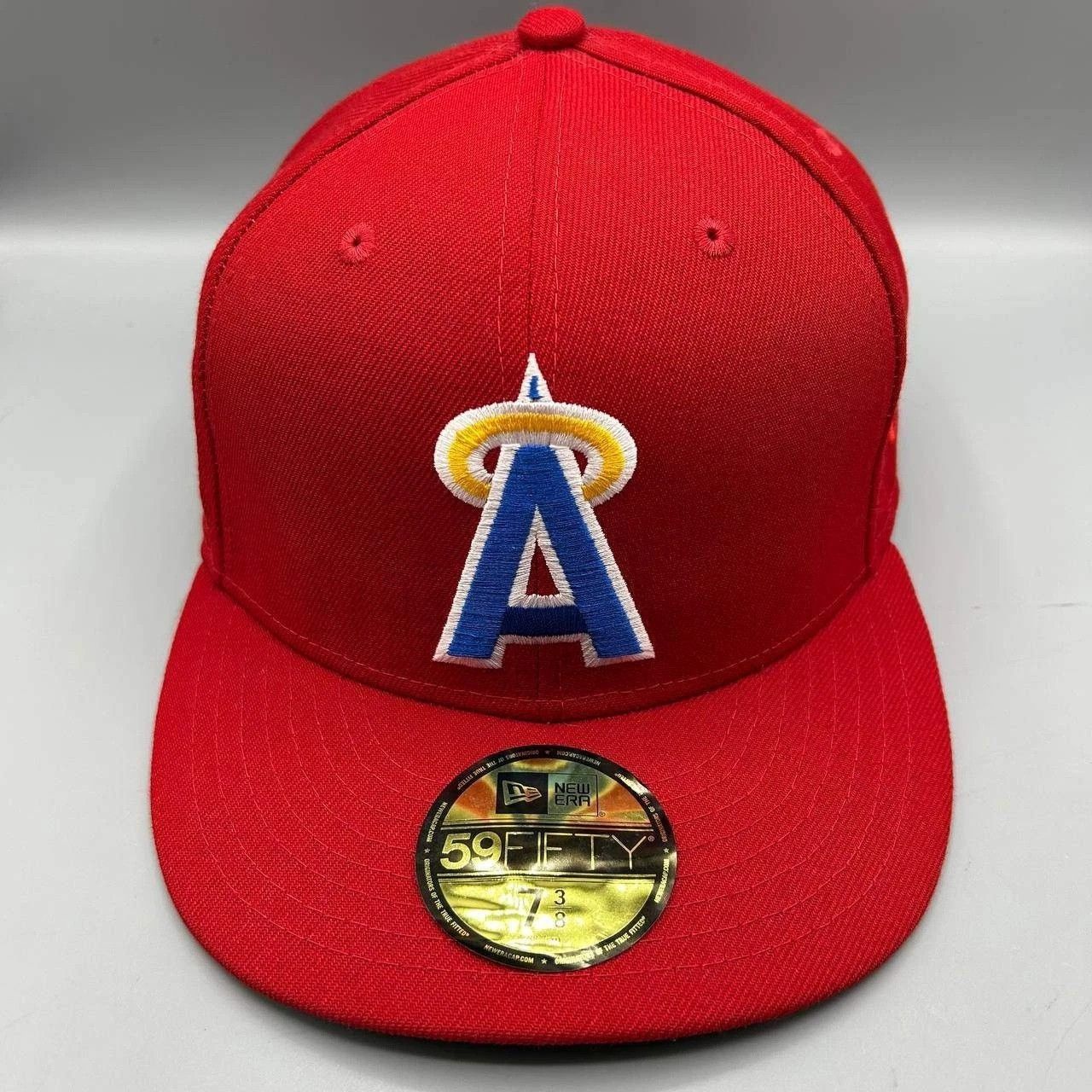 New Era Los Angeles LA Angels Hat Men 7 3/8 Red Green MLB Fitted Cap Size ONE SIZE - 1 Thumbnail