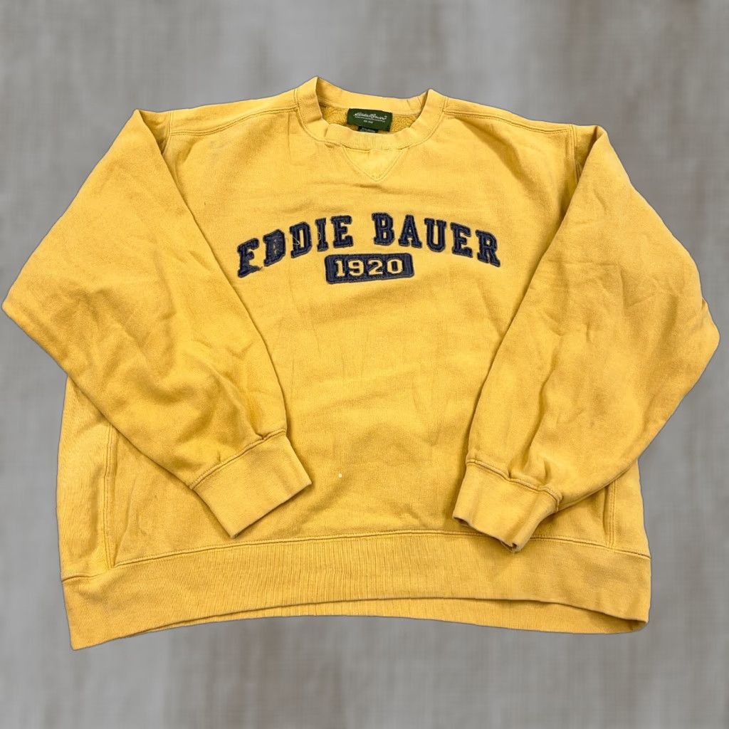 Eddie Bauer VINTAGE Eddie Bauer Sweatshirt Men L Yellow Crewneck Pullover Heavyweight All Seasons Regular Graphic Print Retro American Hipster Size US L / EU 52-54 / 3 - 1 Thumbnail