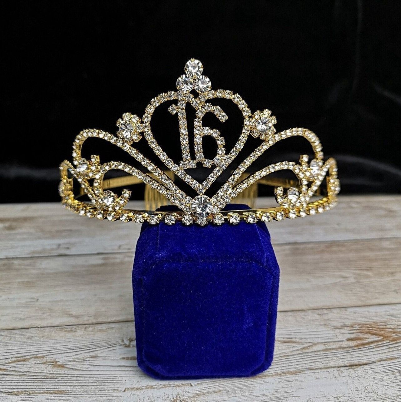 Other Gold Rhinestone Sweet 16 Crown Tiara Gift Keepsake Size ONE SIZE - 1 Preview