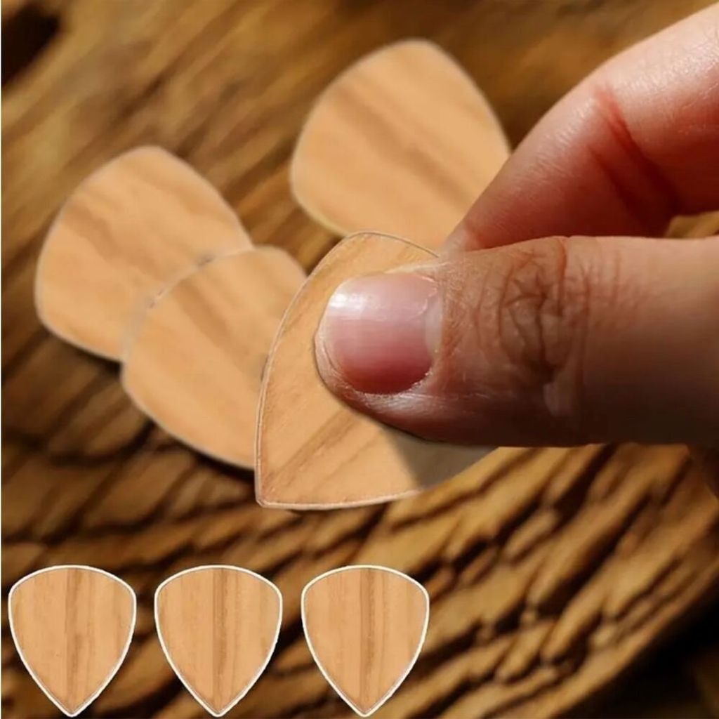 Other New Wooden Guitar Pick Holder Box With Stand 5PCS Picks Size ONE SIZE - 7 Thumbnail