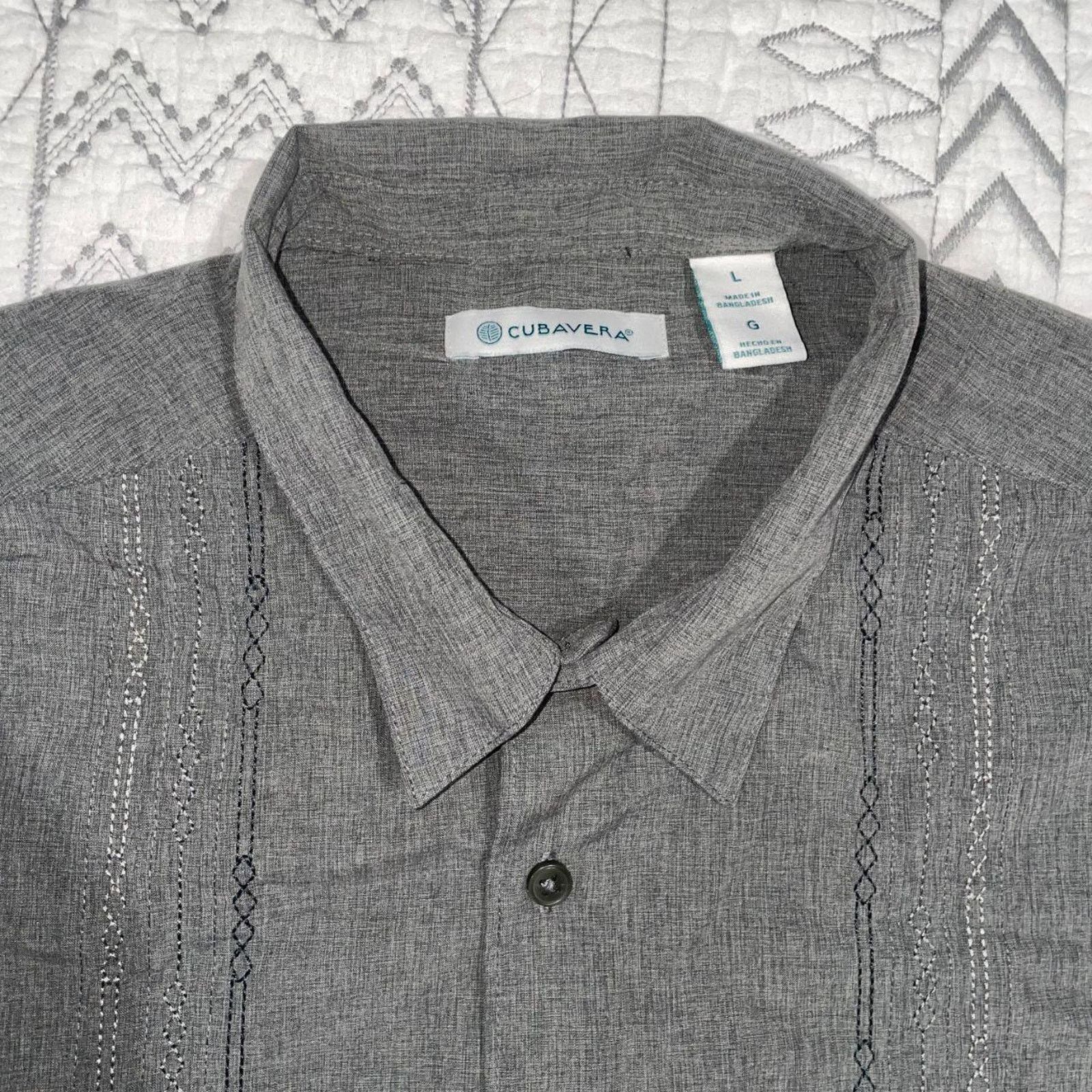 Cubavera Cubavera Men's Geo Embroidered Panel Chambray Shirt Size US L / EU 52-54 / 3 - 6 Thumbnail