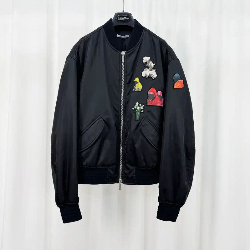 Dior Dior Men's Black Embroidered Bomber Jacket 0089 Size US XL / EU 56 / 4 - 1 Thumbnail