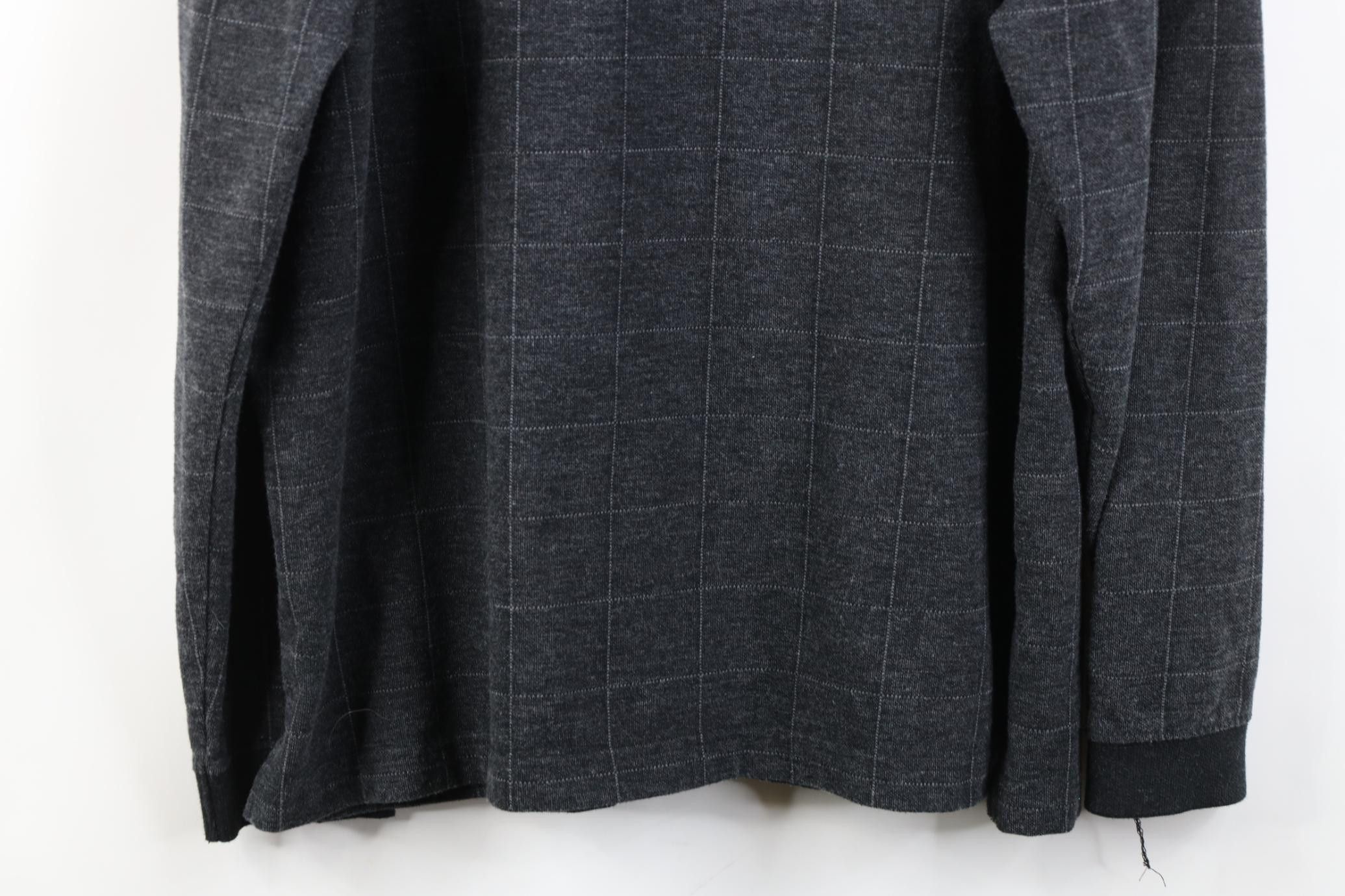 Vintage Vintage 90s Streetwear Long Sleeve Polo Shirt Gray Plaid Size US L / EU 52-54 / 3 - 9 Thumbnail