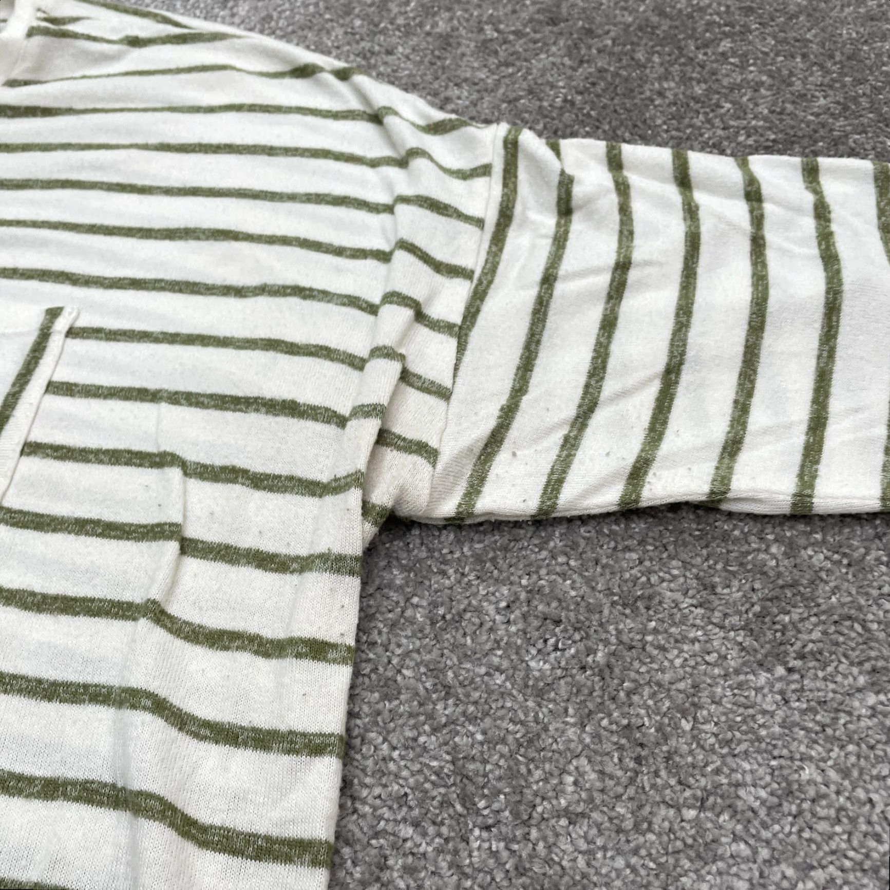 Vintage Cato Blouse Womens 22/24W White Green Striped Long Sleeve Round Neck Pocket Size 3XL / US 20-22 - 5 Thumbnail