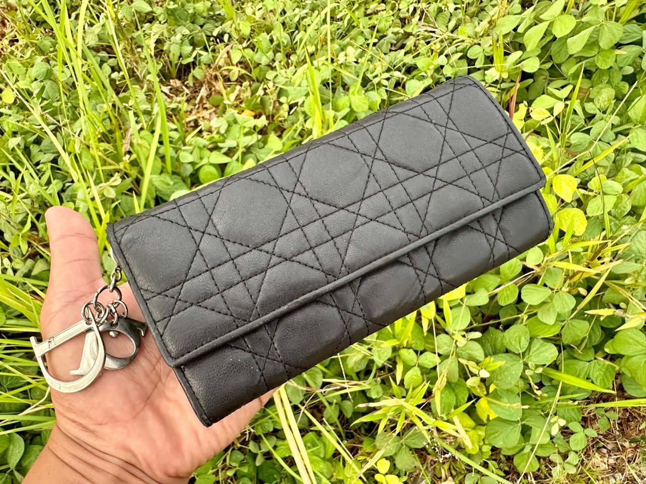 Authentic Christian Dior Cannage Quilted Lambskin Wallet