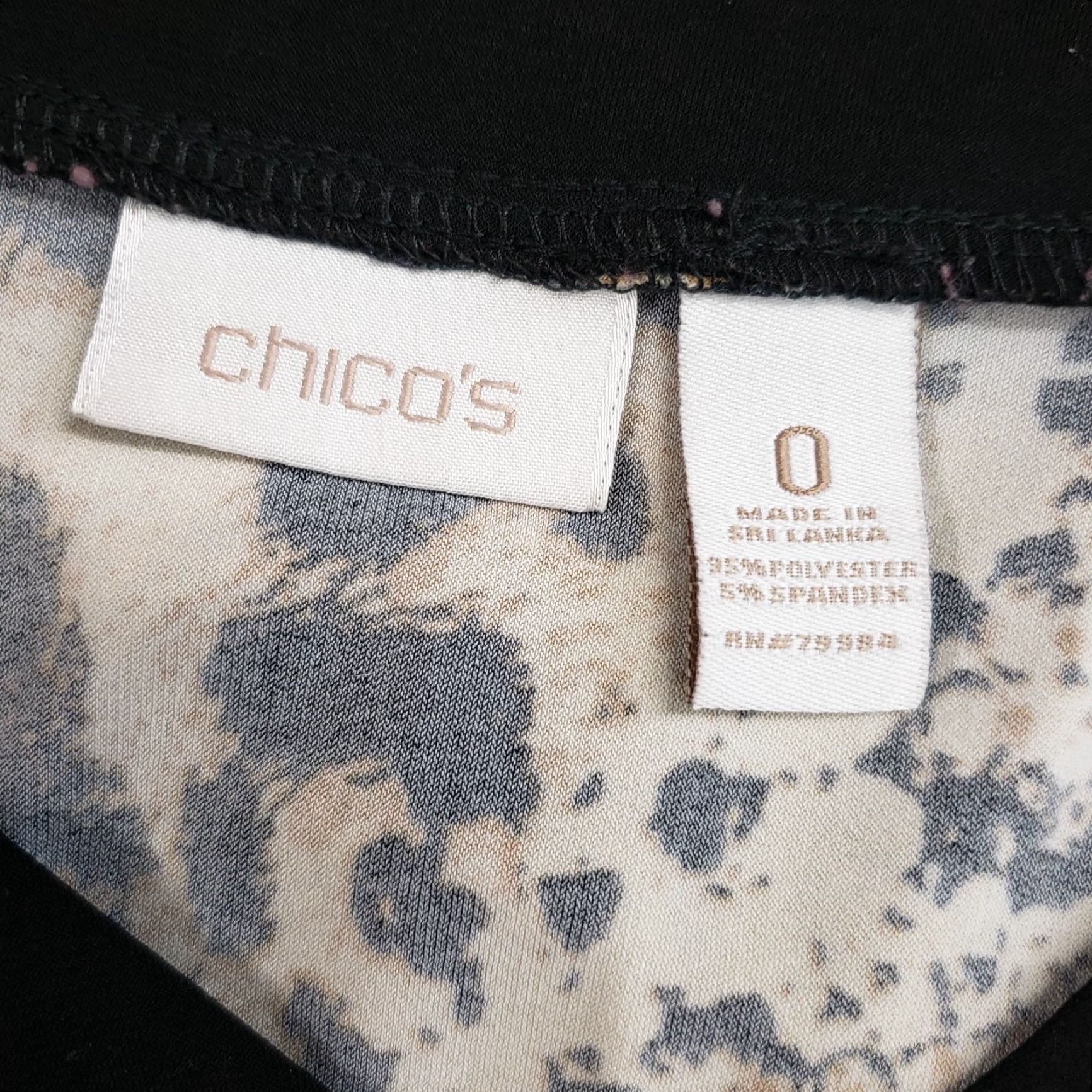 Vintage Chico's Womens Dress SZ Small Black Animal Print 3/4 Sleeve V-Neck Knee Length Shift Polyester Blend N/A Size S / US 4 / IT 40 - 5 Thumbnail