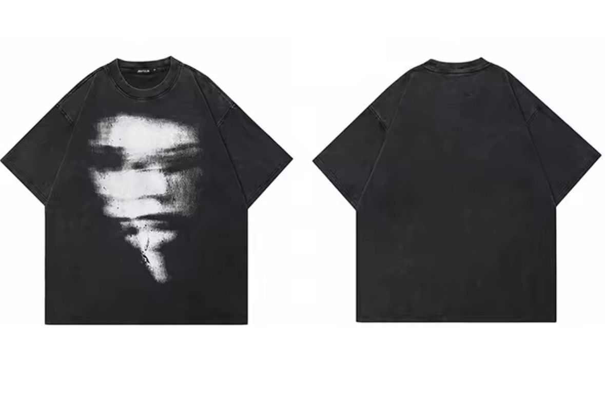 Japanese Brand Y2K Vintage Blurry FACE Washed Short Sleeve T-Shirt Size US XXL / EU 58 / 5 - 3 Thumbnail