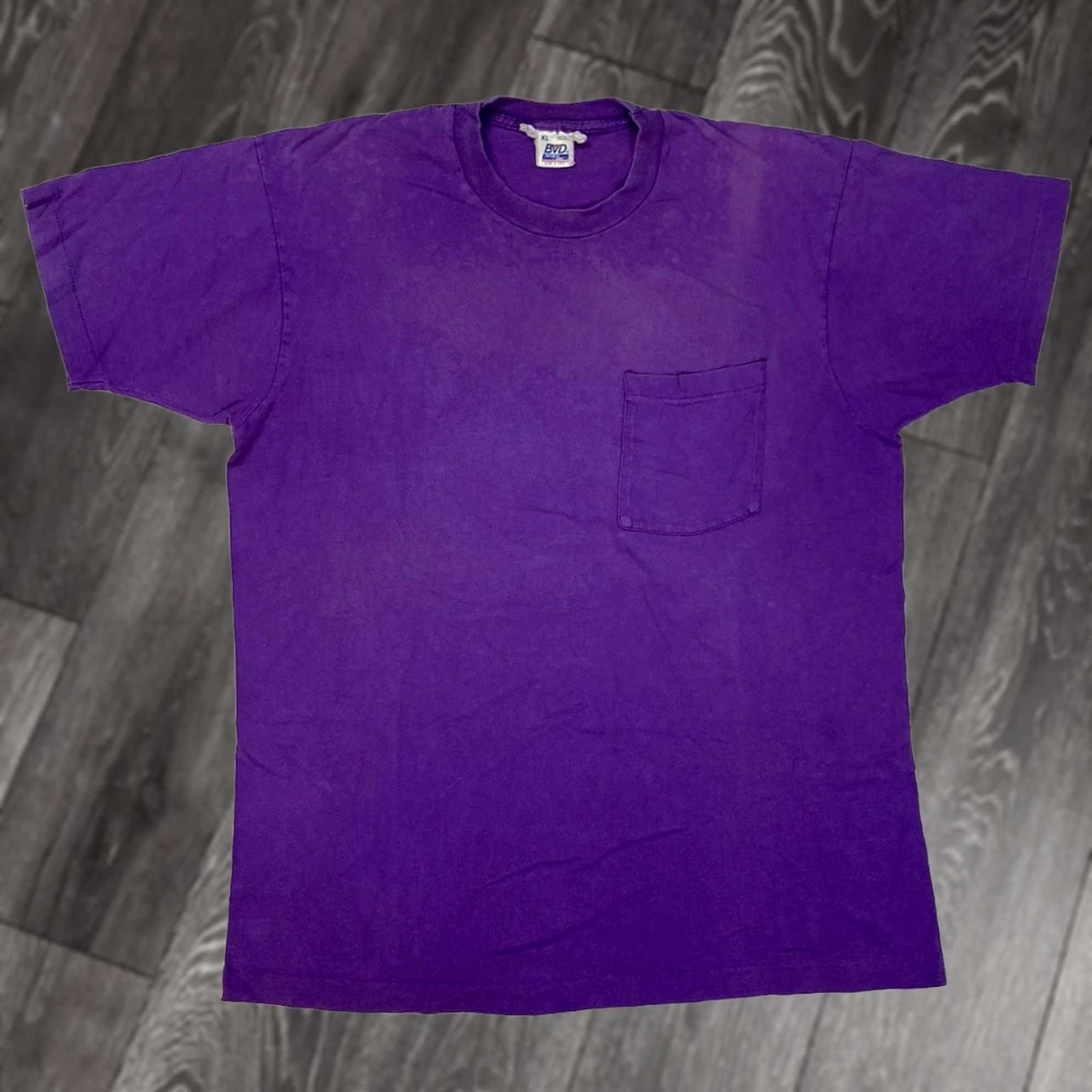 Vintage VINTAGE B.V.D T-Shirt Shirt Men's XL Purple 90s USA Pocket Cotton Crew Neck Short Sleeve Logo 1990s Womens Mens Girls Size US XL / EU 56 / 4 - 1 Thumbnail