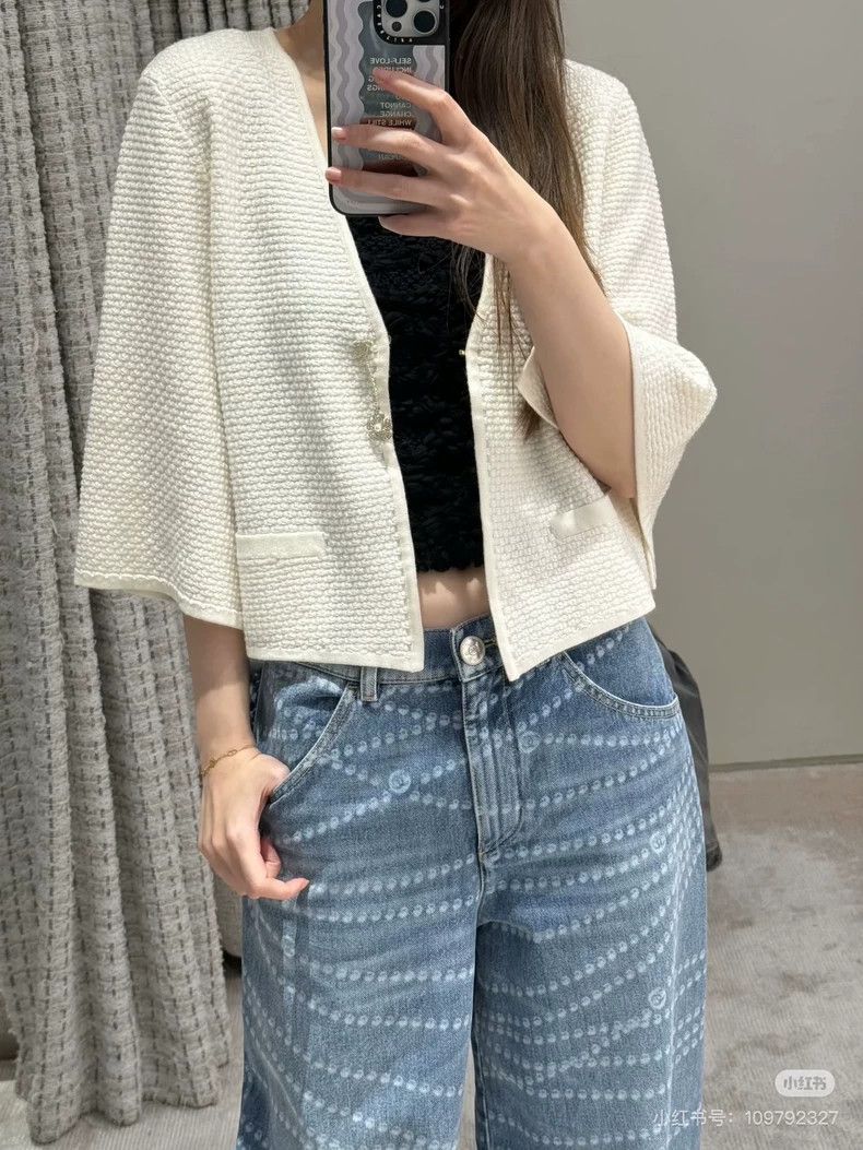 Chanel Chanel 25P white brooch button knitted cardigan cloak coat Size XXS / US 00 / IT 34 - 9 Thumbnail