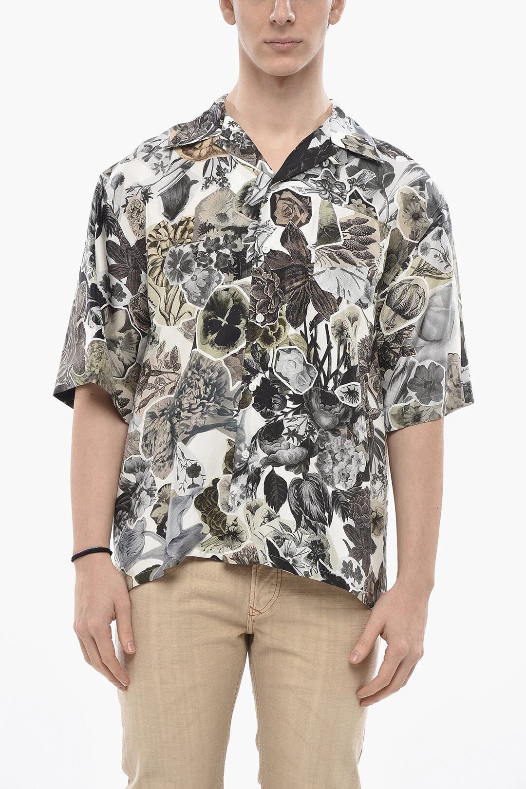 Marni og1mm0326 Silk Bowling Shirt in Military Green Size US M / EU 48-50 / 2 - 1 Thumbnail