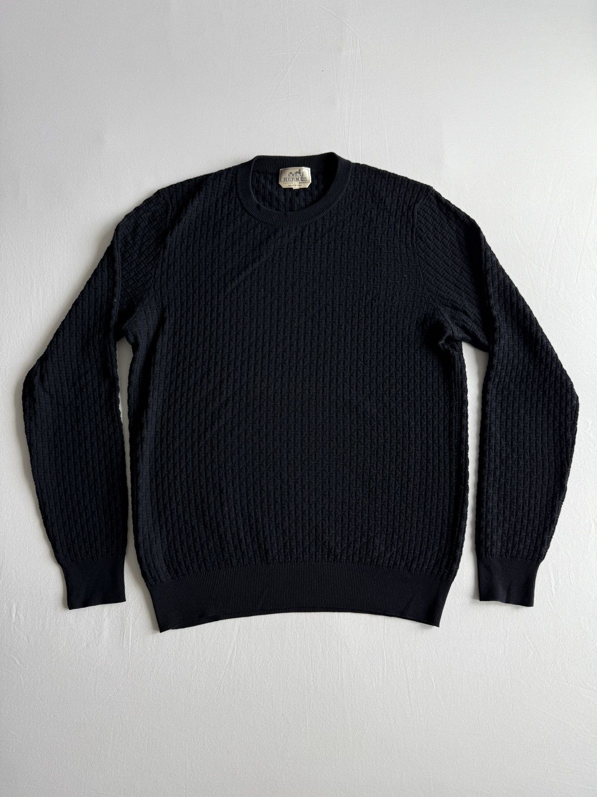 Hermes Hermes Black Wool H-Pattern Sweater Size US XL / EU 56 / 4 - 1 Thumbnail