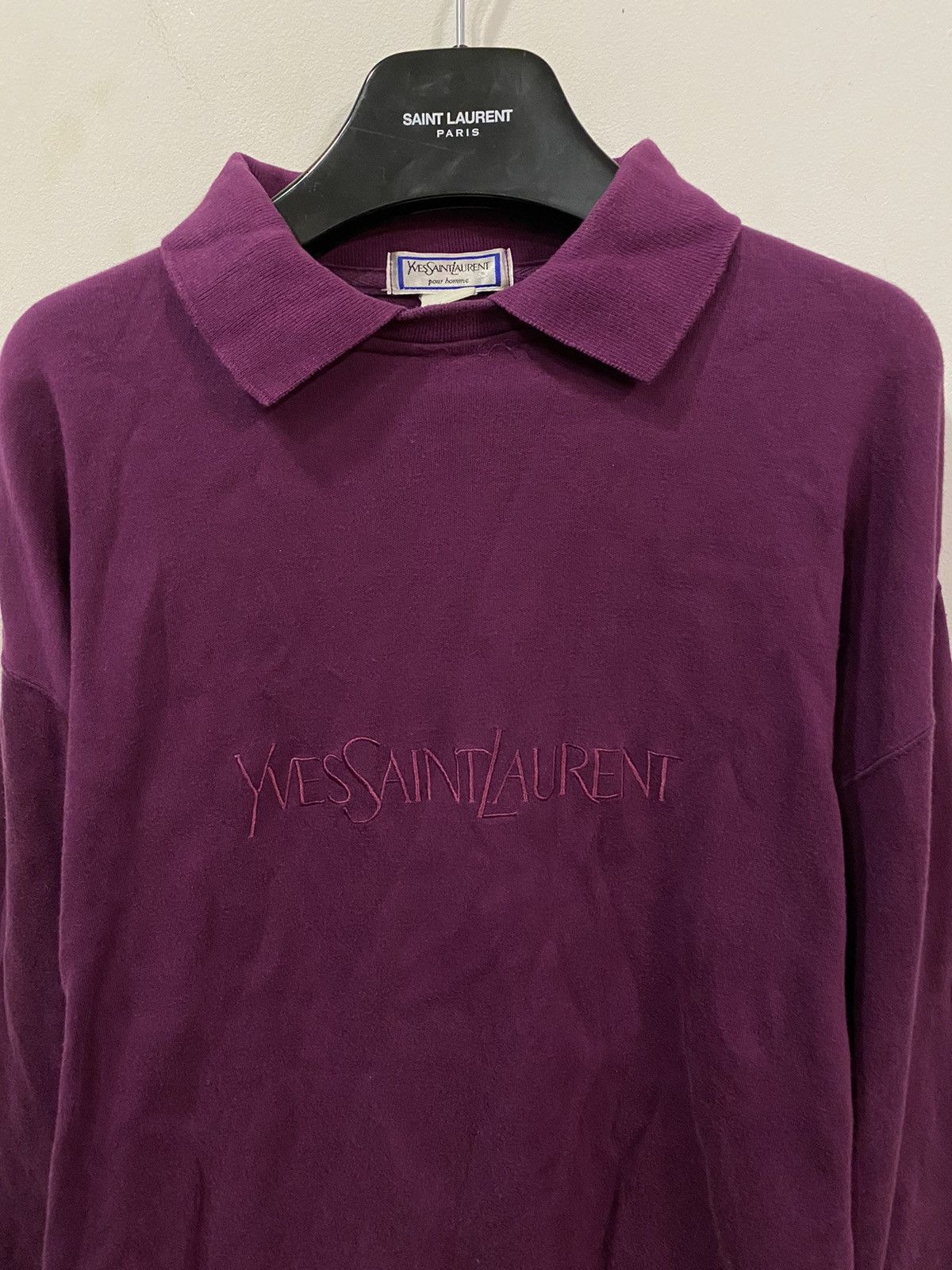 Yves Saint Laurent Magenta 90’s YSL Sweatshirt Big Logo Size US L / EU 52-54 / 3 - 8 Thumbnail