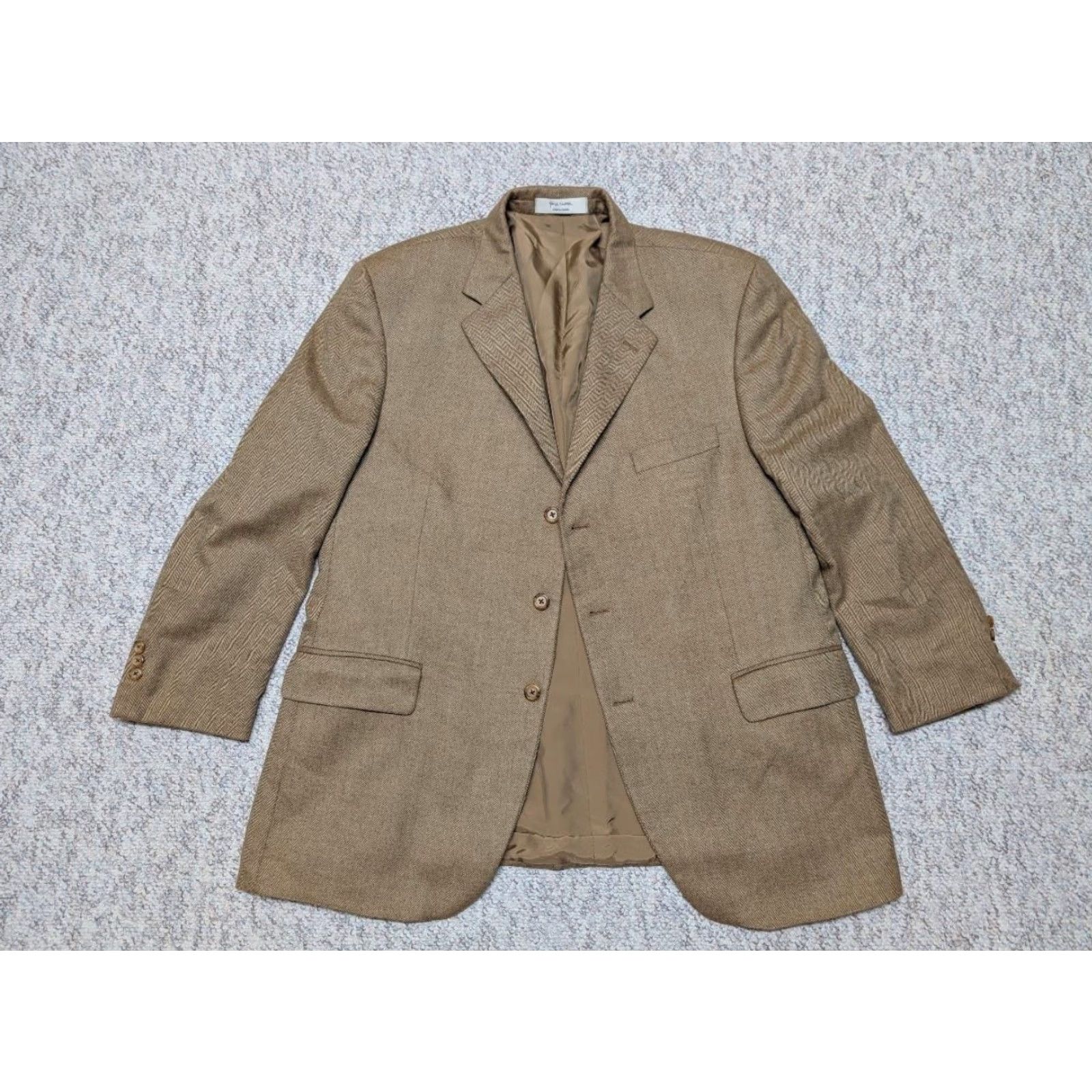 Nordstrom NORDSTROM blazer LORO PIANA cashmere herringbone tan brown jacket 46R Size 46R - 4 Thumbnail