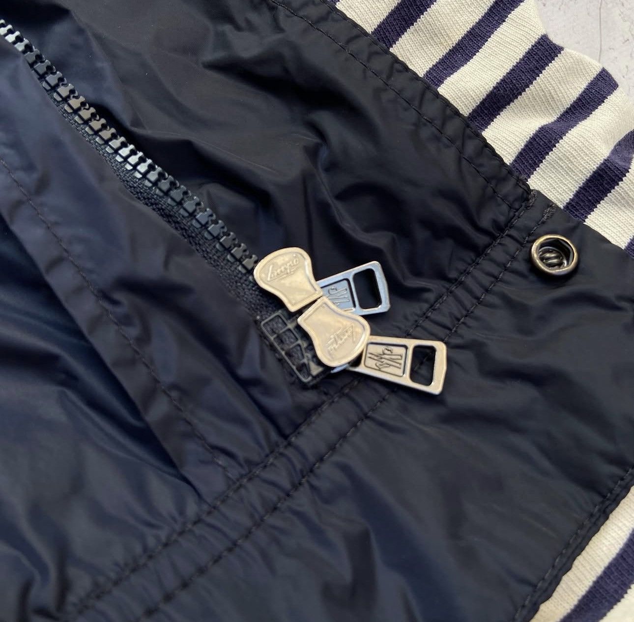 Moncler Moncler Blue White Striped Breton Giubbotto Hooded Jacket Size US XS / EU 42 / 0 - 8 Thumbnail