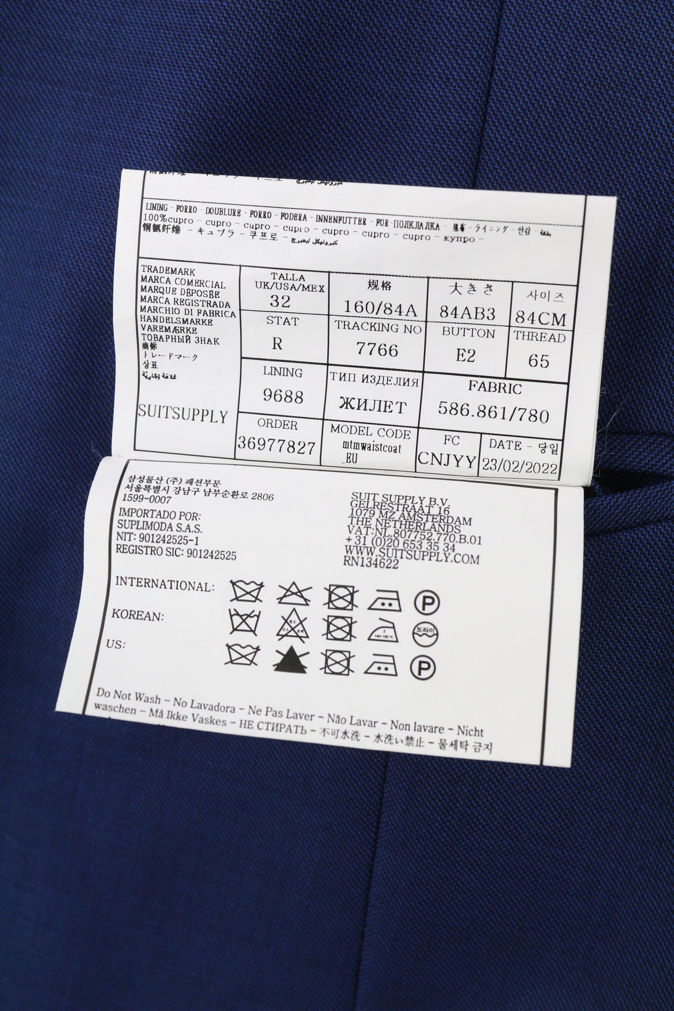 Suitsupply UK32/UK34 Blue Wool 2in1 Single-Breasted Suit 81287 Size 34R - 13 Thumbnail