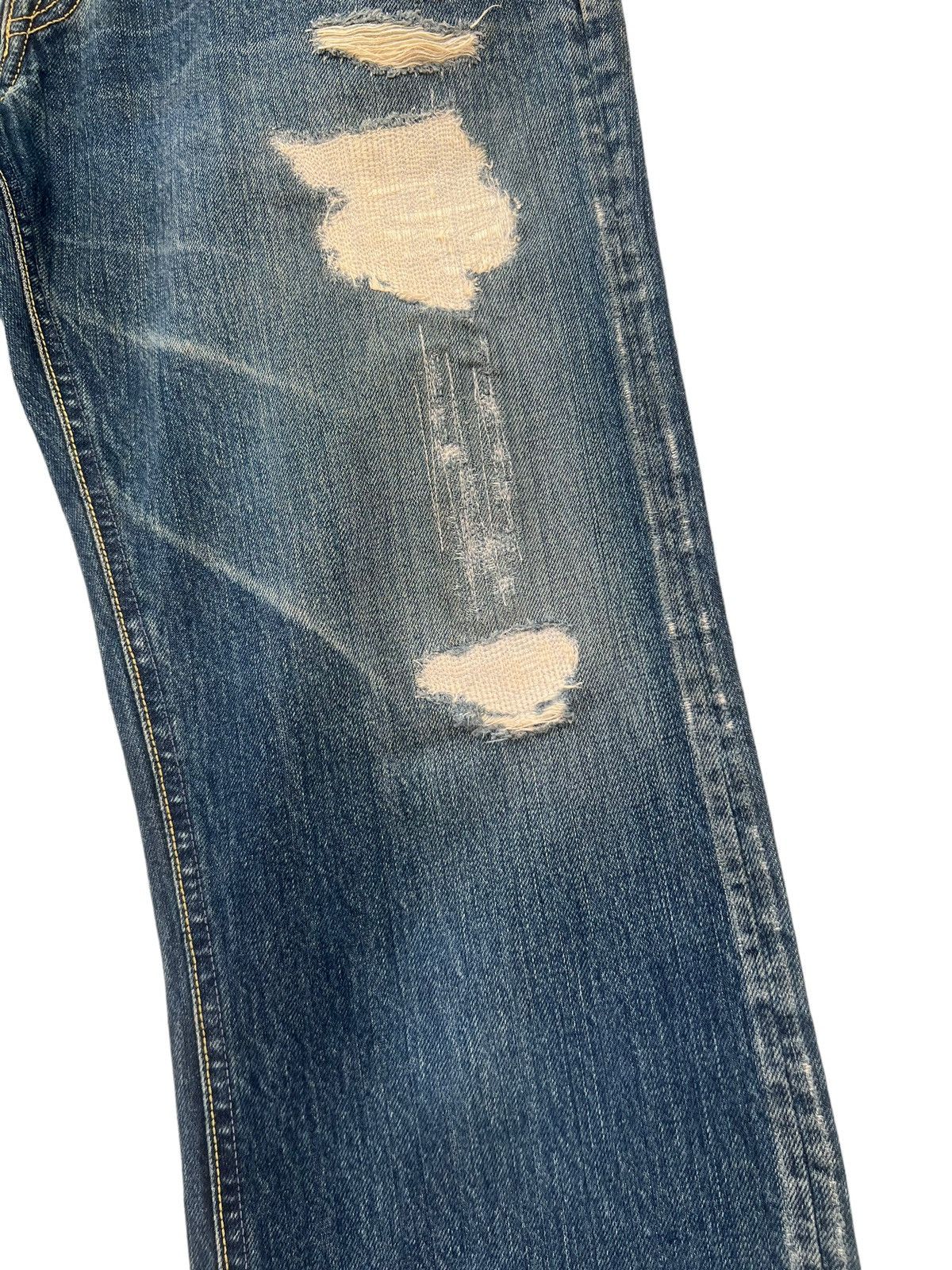 Blue Blue Japan Vintage Blue Blue Japan Distress Zigzag Denim Flare Jeans Size US 33 - 12 Thumbnail