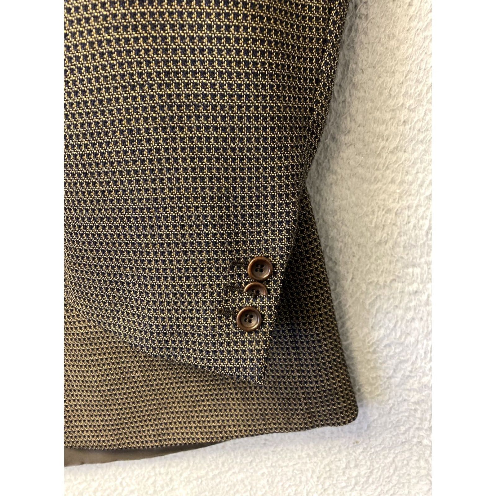 Canali Canali Blazer Men’s 48 Wool Geometric Single-Breasted Three-Button Notch Lapel Gold Brown Italy Shirt? Size 48R - 2 Thumbnail