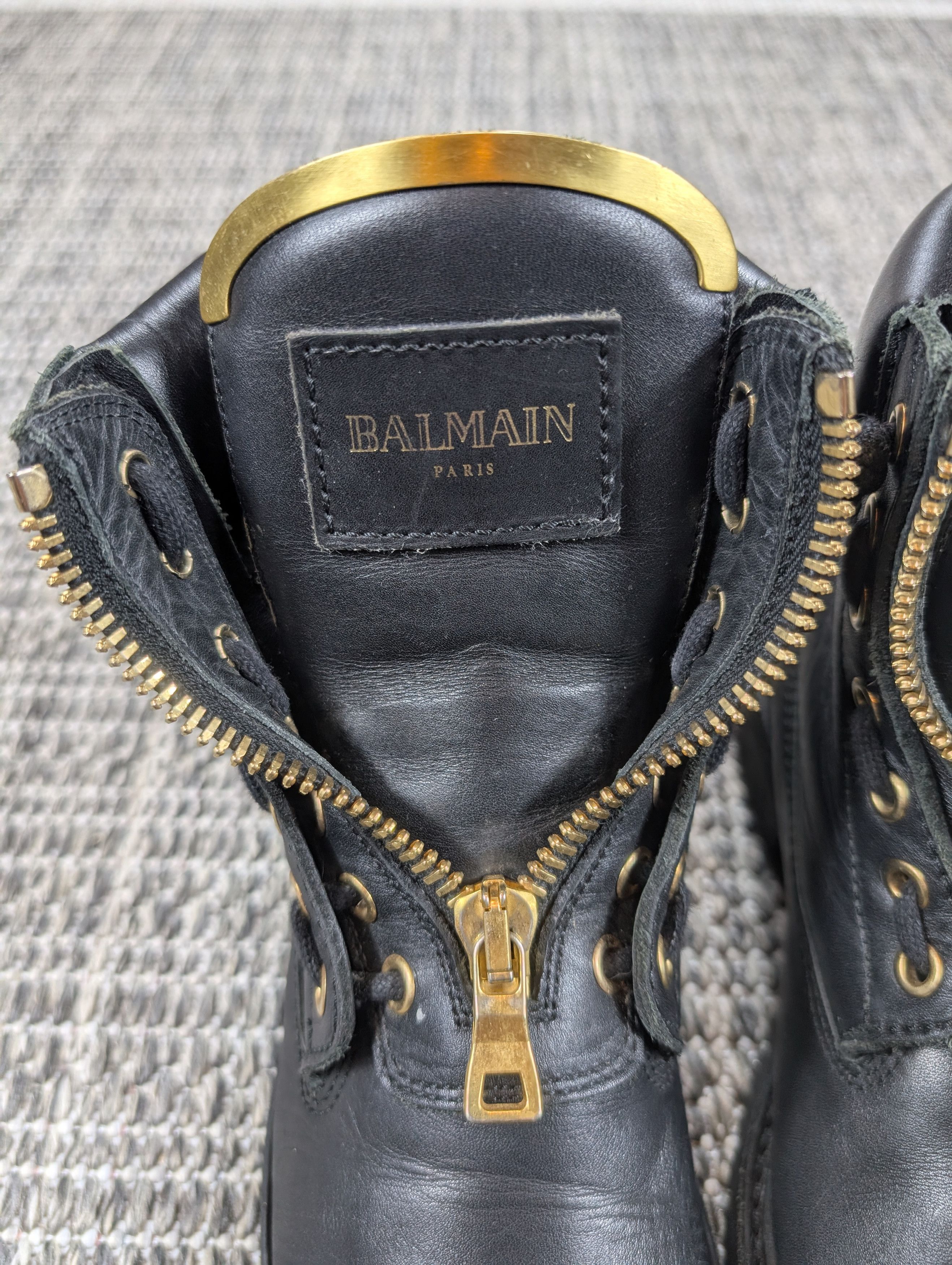 Balmain Balmain Charlie Ranger Gold Plated Black Leather Zip Boots Size US 6 / IT 36 - 4 Thumbnail