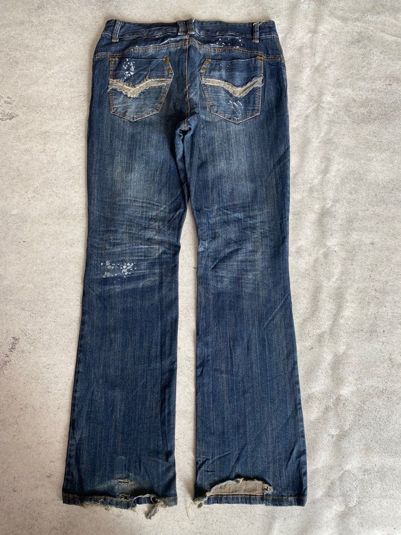 Beauty Beast × Hysteric Glamour × Japanese Brand 🎸Flare🎸japanese ripped punk jeans bootcut Size US 32 / EU 48 - 2 Thumbnail