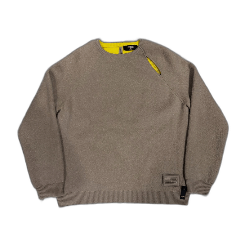 Fendi Fendi Hollow Knit Sweater in Khaki Color Size US L / EU 52-54 / 3 - 1 Thumbnail