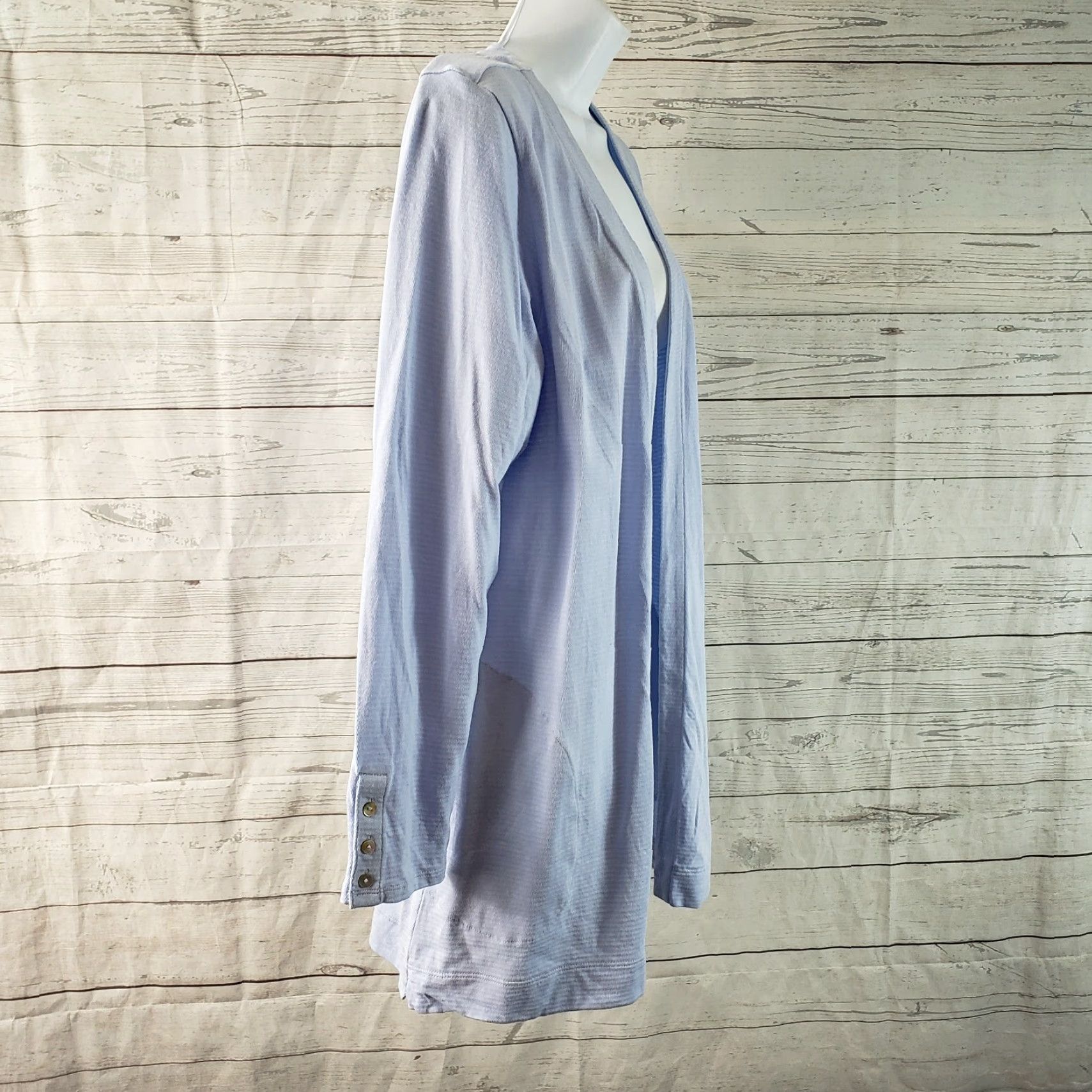 J. Jill J. Jill Cardigan Womens Medium Blue Cotton Open Front Pockets Long Sleeve sweater Size M / US 6-8 / IT 42-44 - 3 Thumbnail