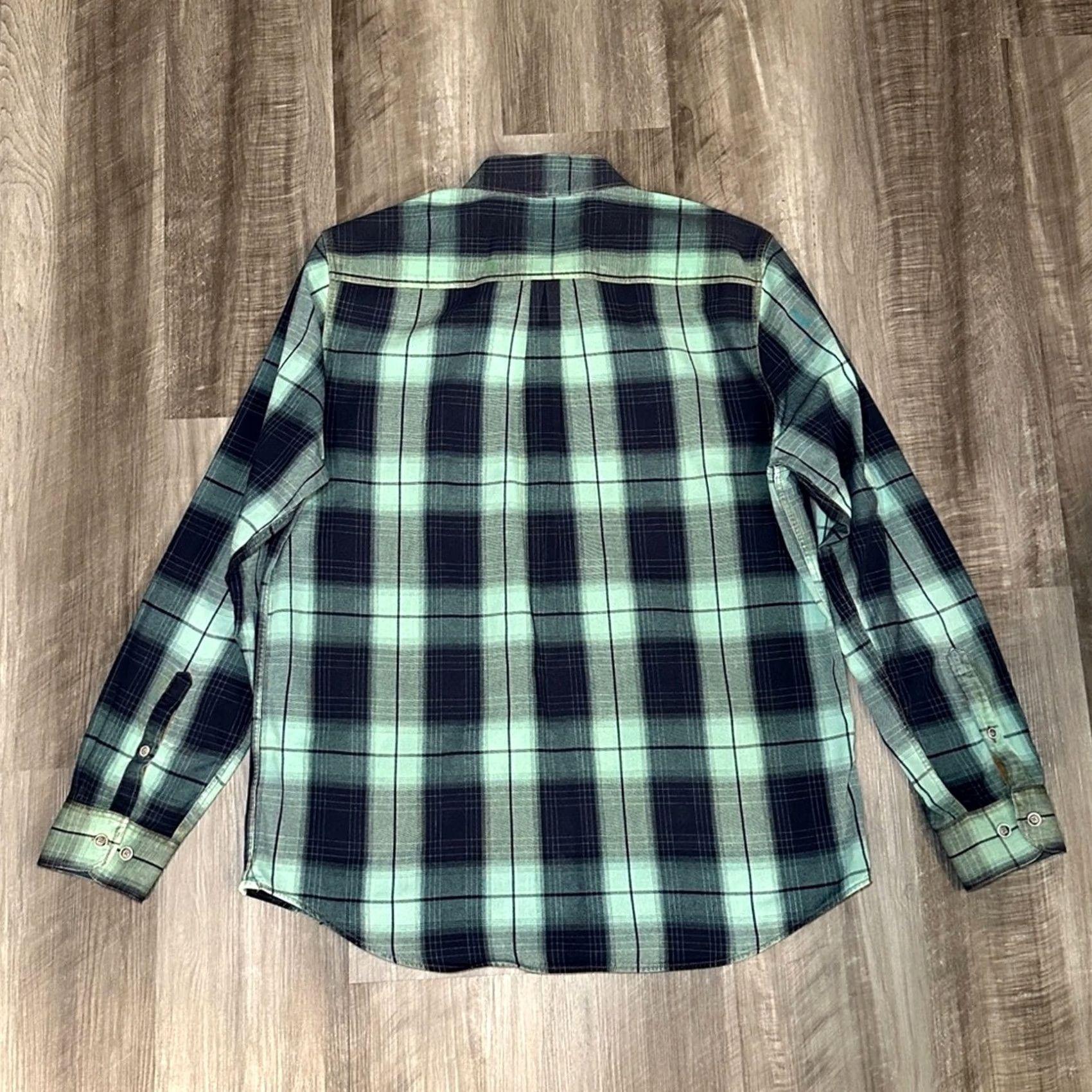 X-LARGE 32 Bar Blues Plaid Long Sleeve Button Down Large Men Shirt Green Size US L / EU 52-54 / 3 - 3 Thumbnail