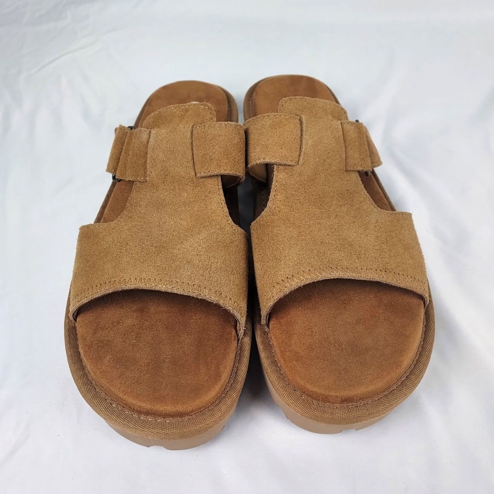 Ugg Koolaburra By UGG Slide Sandals Womens 11 Brown Suede Slip On Platform Casual Walking Logo Sandal Size US 9 / IT 39 - 4 Thumbnail