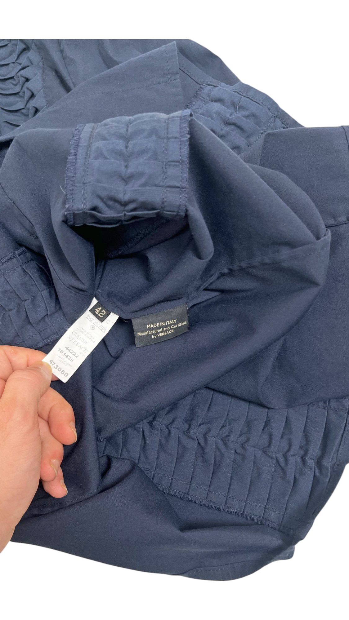 Versace by Donatella Blue Ruffle Shirt Size M / US 6-8 / IT 42-44 - 11 Thumbnail