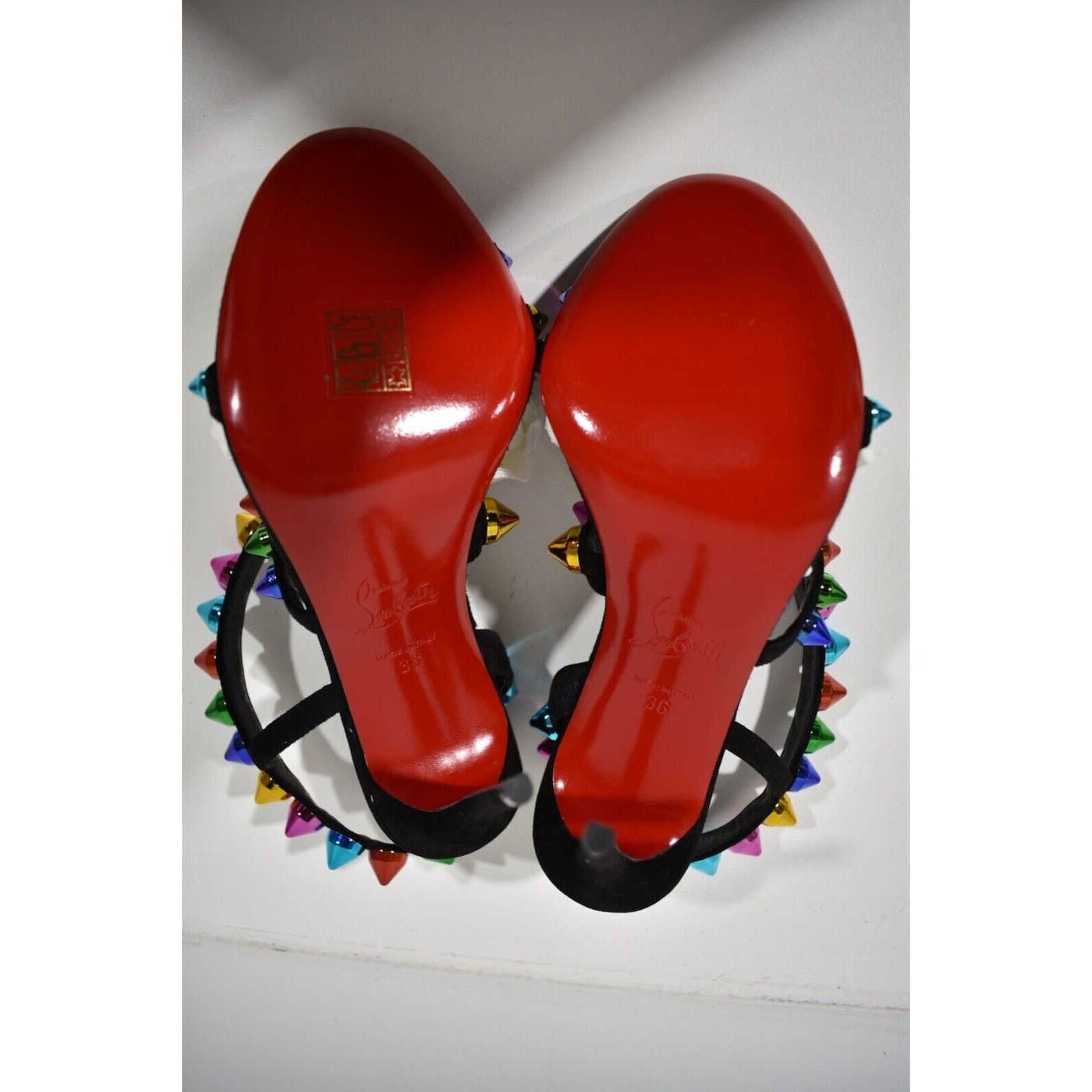 Christian Louboutin Spikita Strap 100 Black Suede Strappy Sandal Heel Pump 38 Size US 8 / IT 38 - 10 Thumbnail