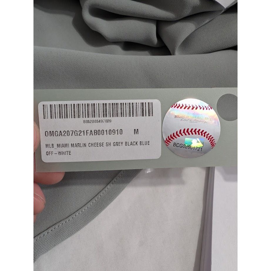 Off-White o1rshd1 MLB-Miami Marlin Cheese Shirt in Grey/Black/Blue Size US M / EU 48-50 / 2 - 20 Thumbnail