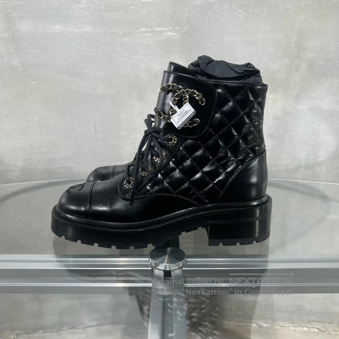 Chanel Chanel Black double-C diamond-patterned short boots Size US 5.5 / IT 35.5 - 3 Thumbnail