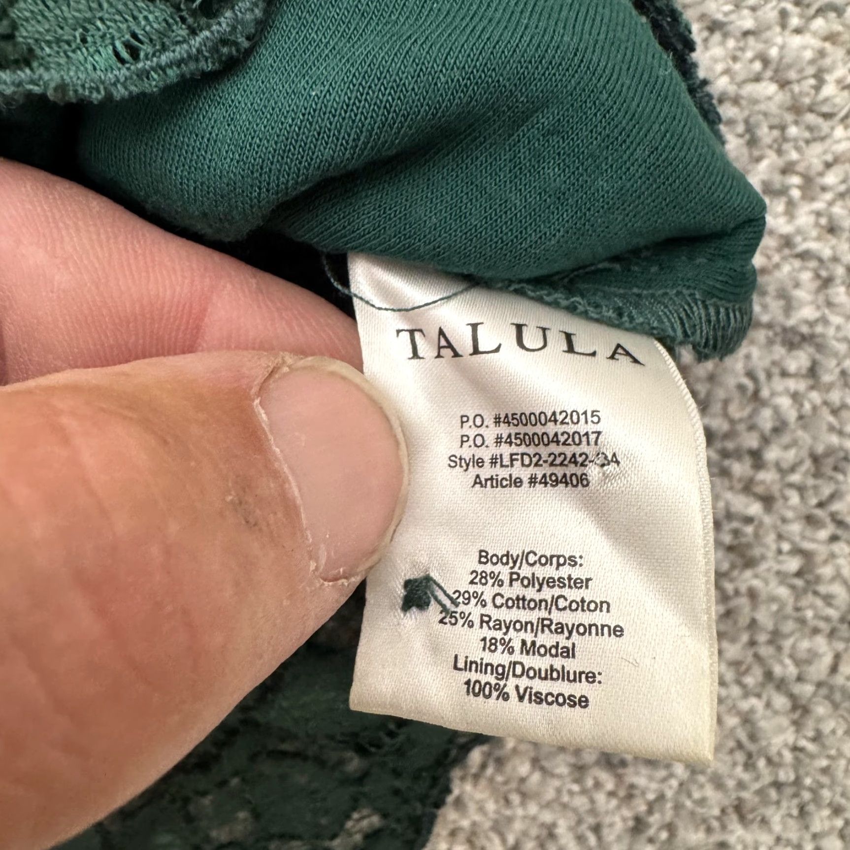 Vintage Talula Lace Top Blouse Womens XS Green Sleeveless Lined Scallop Hem Floral Boho Size XS / US 0-2 / IT 36-38 - 6 Thumbnail