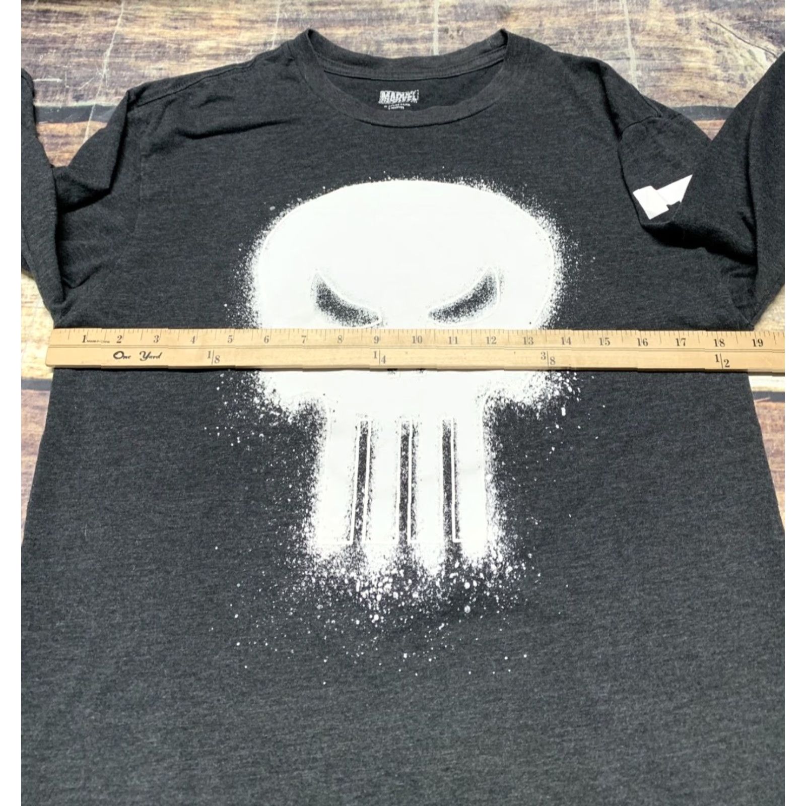 Vintage Marvel Punisher Men's Long Sleeve Tee Size M Crew Neck Dark Gray White Image Pattern Solid Logo Graphic Print Size US M / EU 48-50 / 2 - 4 Thumbnail