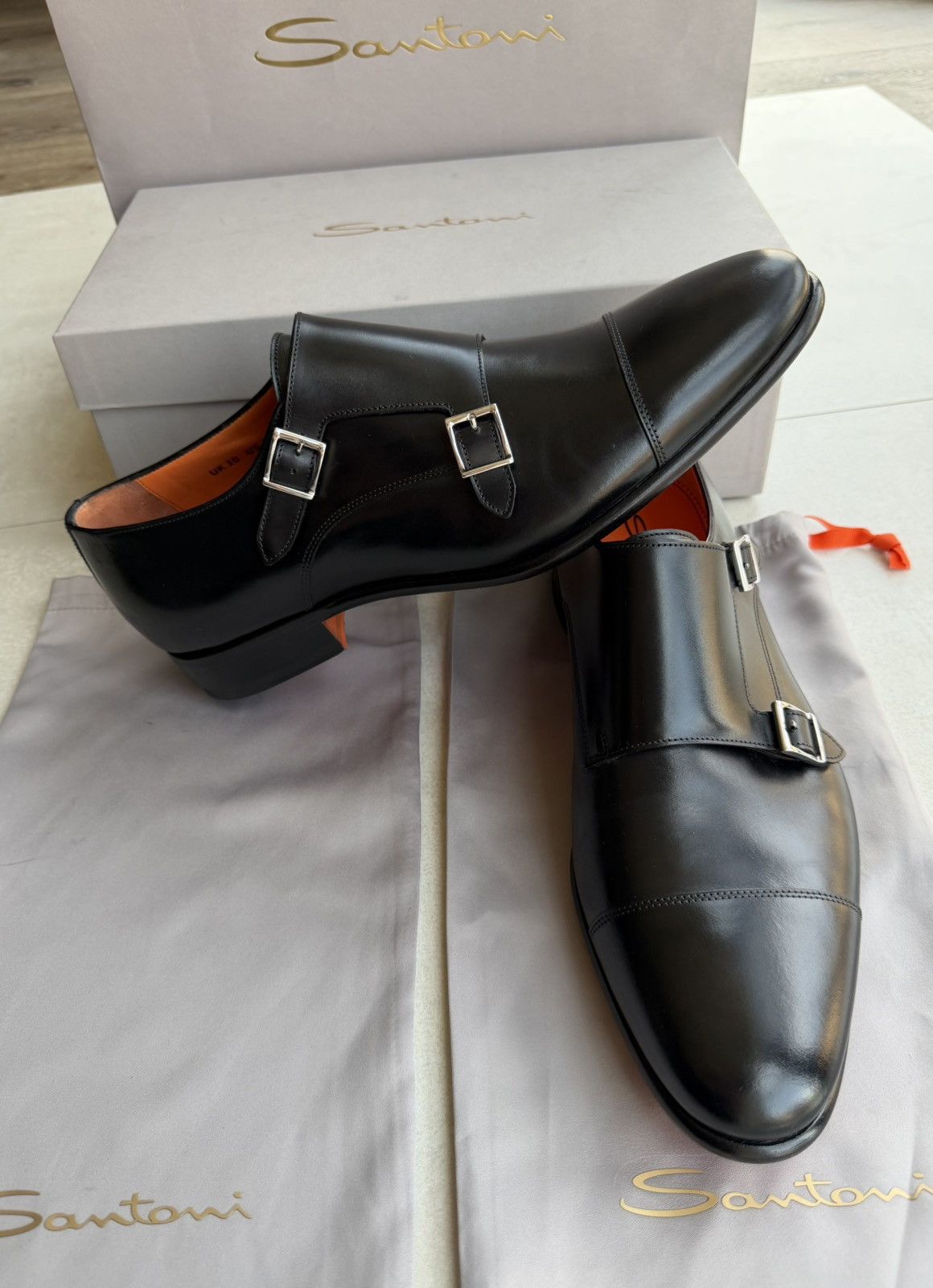 Santoni Santoni DoubleMonk Strap Black Leather UK10US11 New with Box Size US 11 / EU 44 - 1 Thumbnail